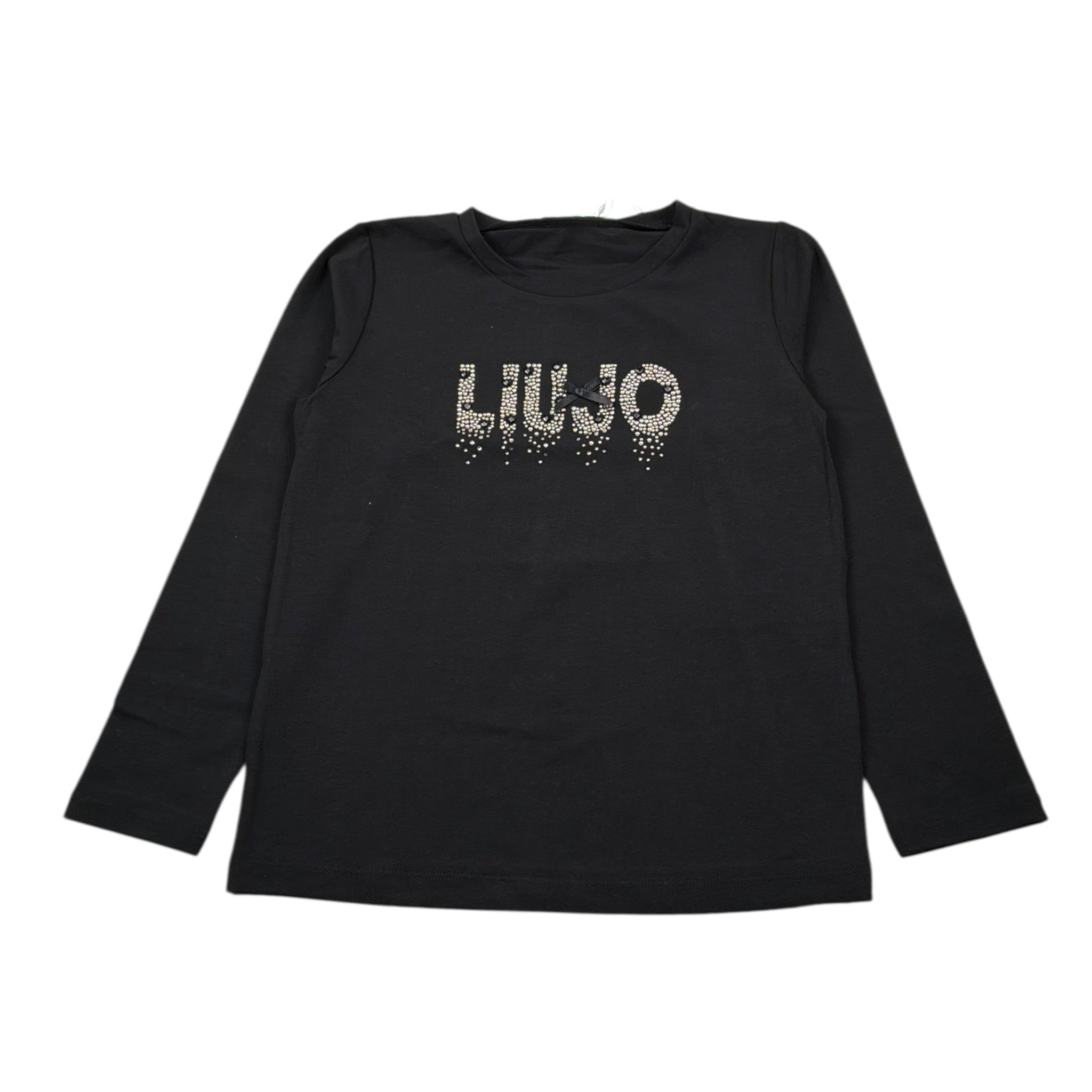 Liu Jo Shirt Girocollo tinta unita con Brillantini Nero per Bambina KF5048JJ NERO LIU JO 