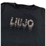 Liu Jo Shirt Girocollo tinta unita con Brillantini Nero per Neonata KF5048J NERO LIU JO 