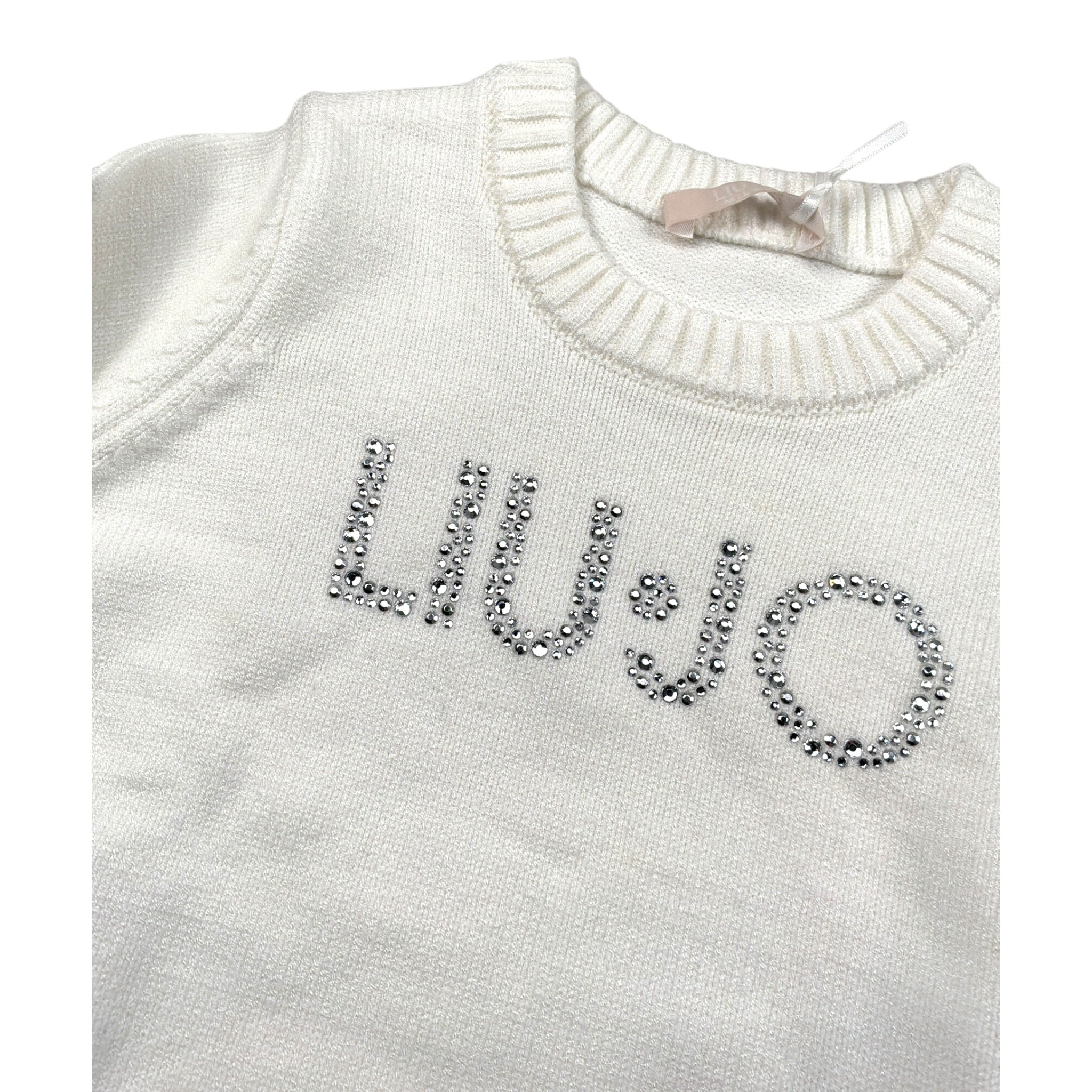 Liu Jo Maglia Girocollo tinta unita con Brillantini Panna per Bambina KF5055J PANNA LIU JO 
