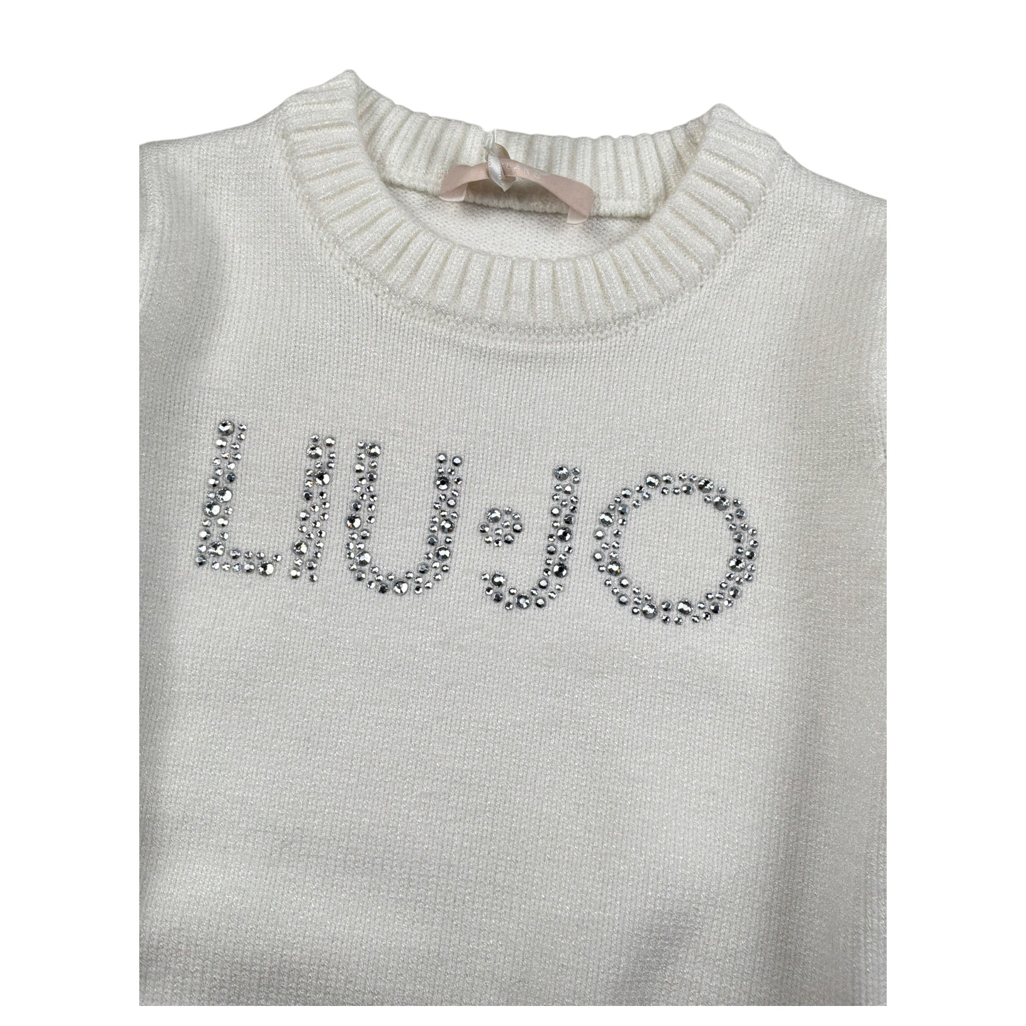 Liu Jo Maglia Girocollo tinta unita con Brillantini Panna per Bambina KF5055X PANNA LIU JO 