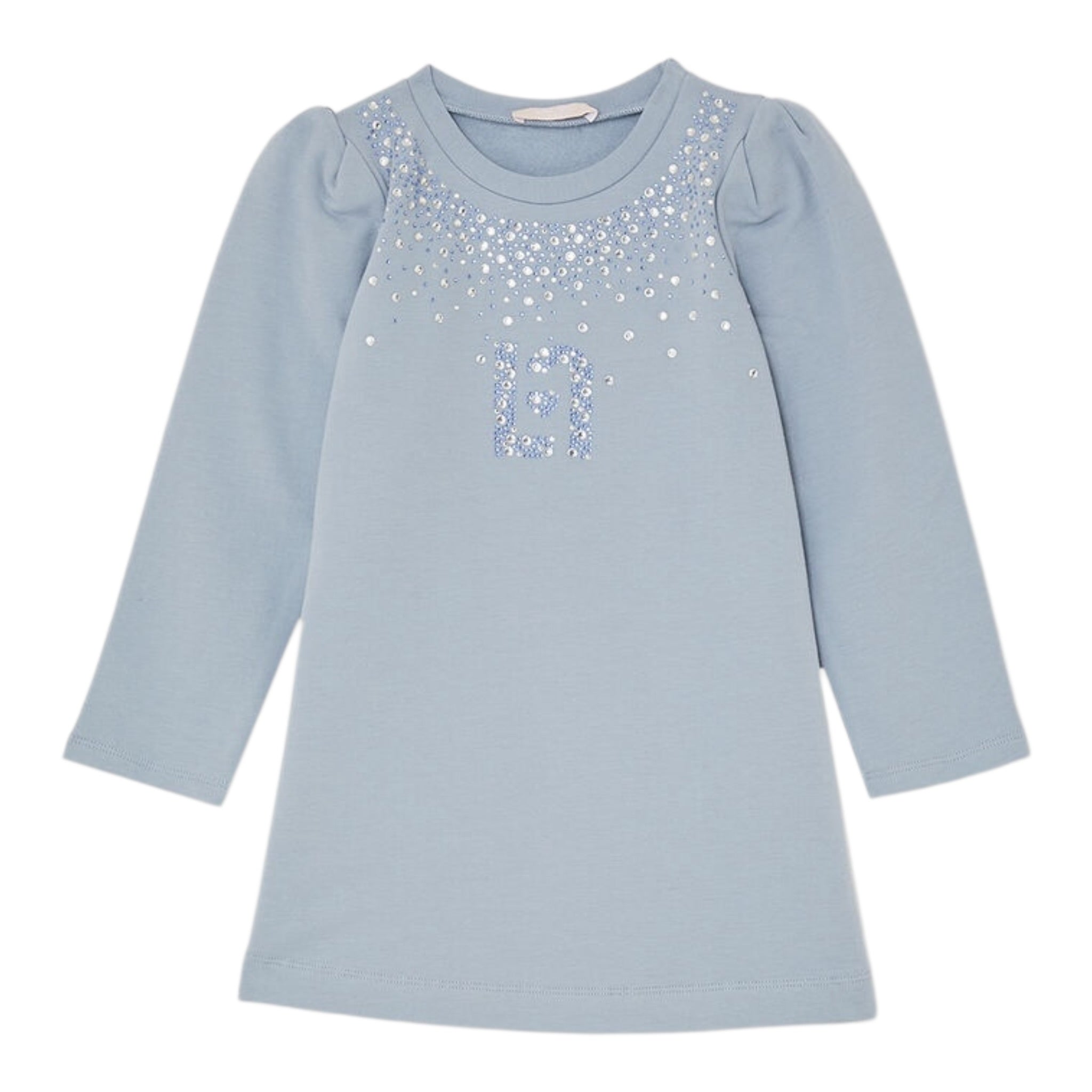 Liu Jo Abito Manica Lunga tinta unita con Brillantini Azzurro per Neonata KF5073 AZZURRO LIU JO 