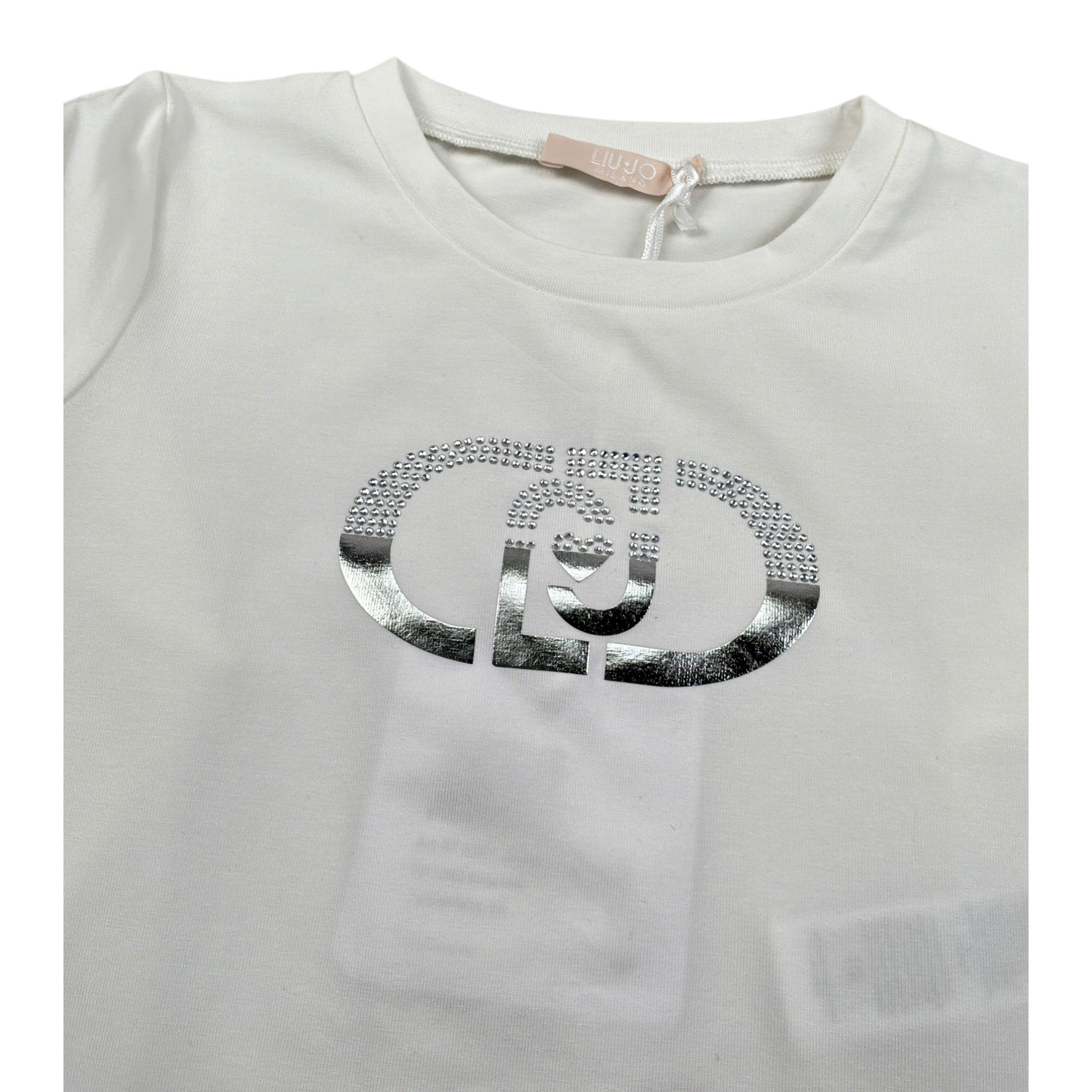 Liu Jo Shirt Girocollo tinta unita con Logo Bianco per Bambina KF5087J BIANCO LIU JO 