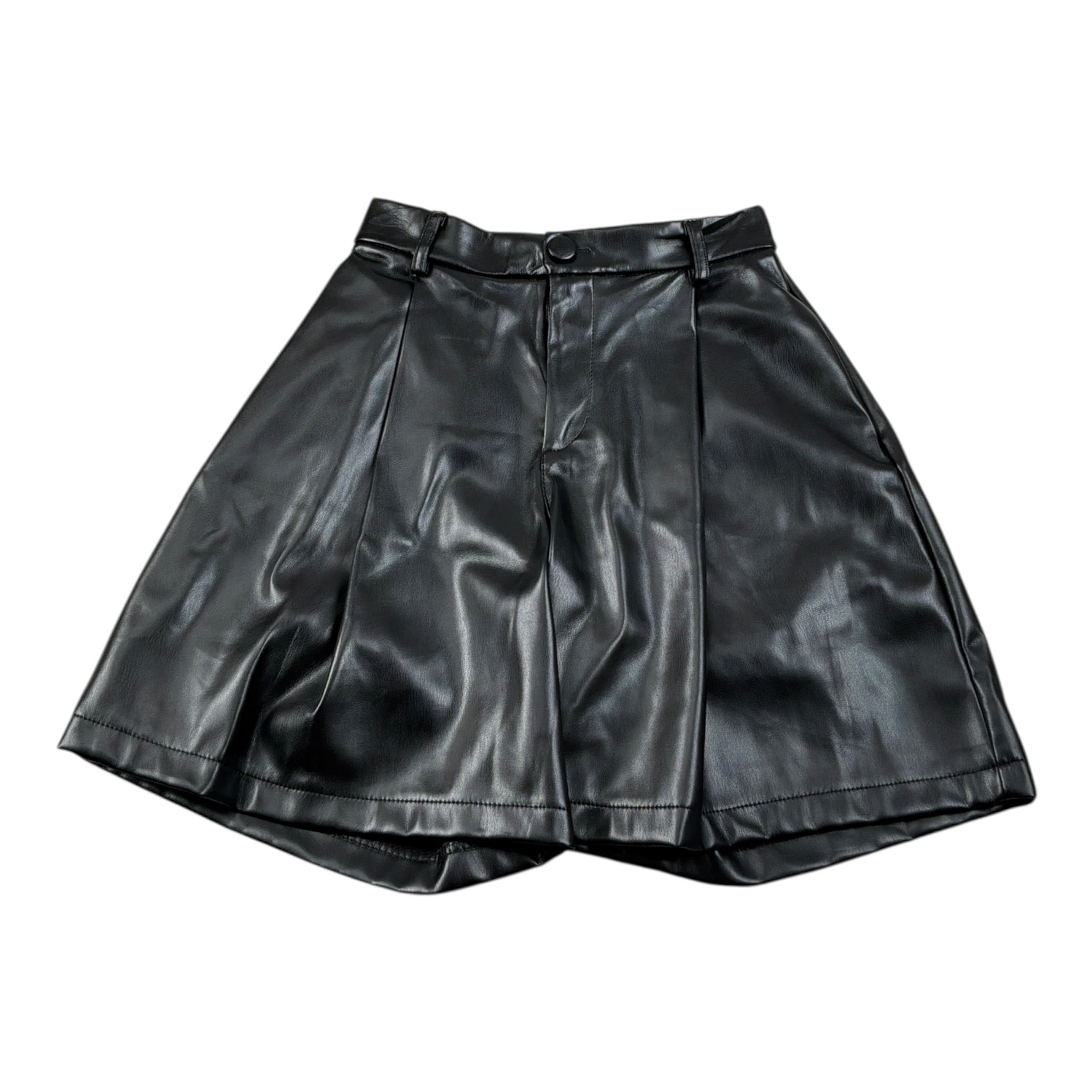 Lu Lu By Miss Grant Short Ecopelle tinta unita con Elastico In Vita Nero per Bambina LL3788 NERO LU LU BY MISS GRANT 