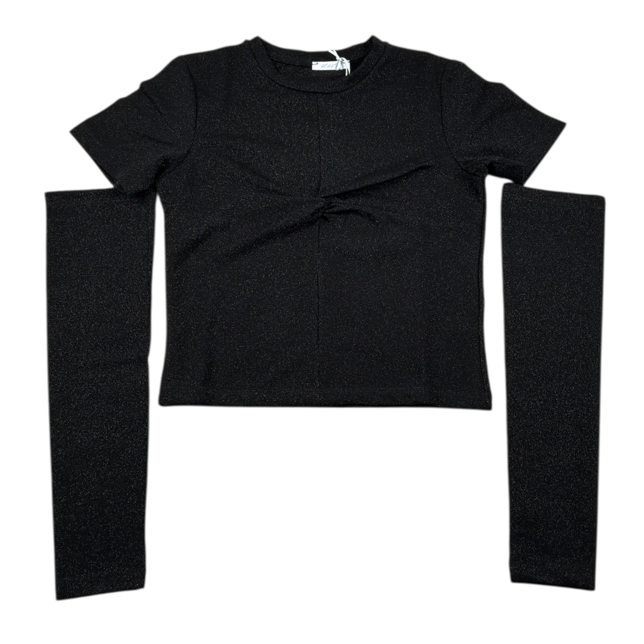 Lu Lu By Miss Grant T-Shirt tinta unita con Manicotti Nero per Bambina LL3842 NERO LU LU BY MISS GRANT 