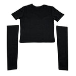 Lu Lu By Miss Grant T-Shirt tinta unita con Manicotti Nero per Bambina LL3842X NERO LU LU BY MISS GRANT 