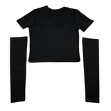 Lu Lu By Miss Grant T-Shirt tinta unita con Manicotti Nero per Bambina LL3842X NERO LU LU BY MISS GRANT 