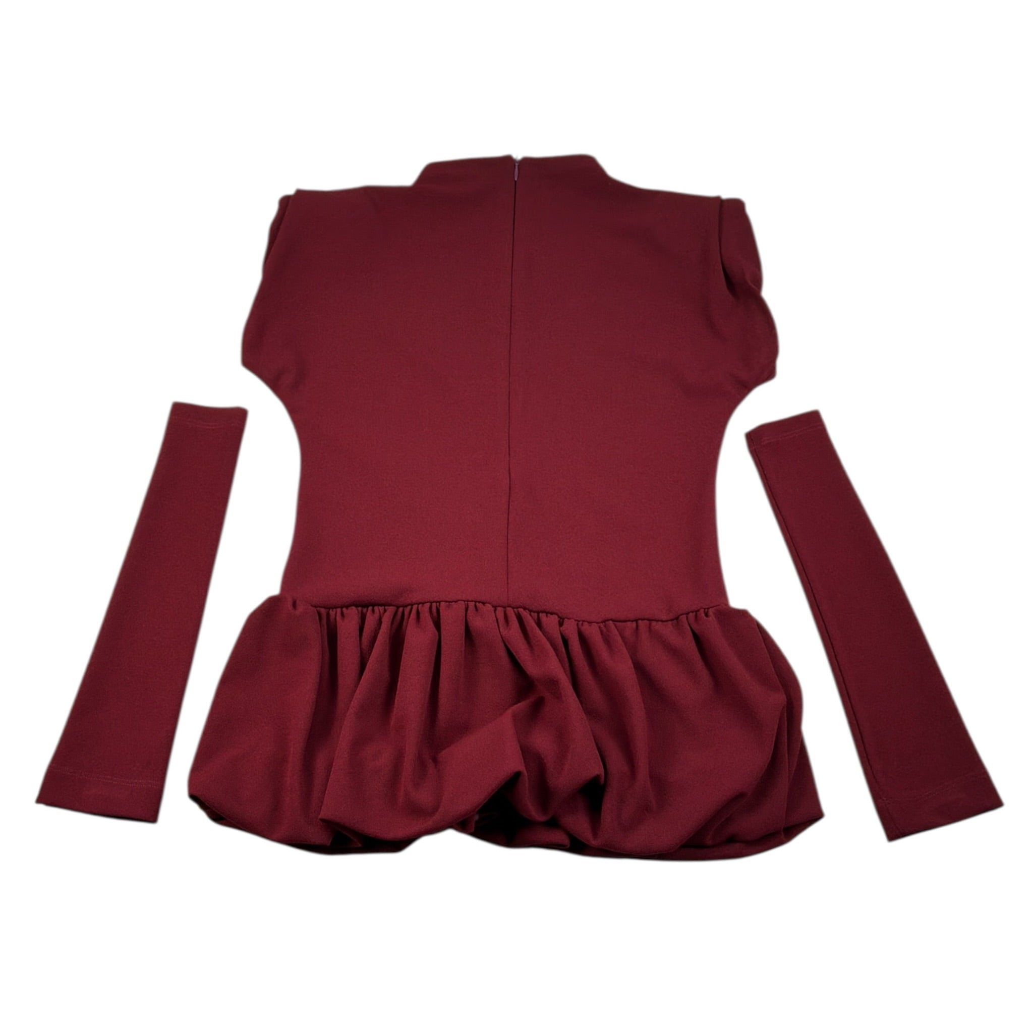 Lu Lu By Miss Grant Abito tinta unita con Manicotti Bordeaux per Bambina LL3994 BORDEAUX LU LU BY MISS GRANT 