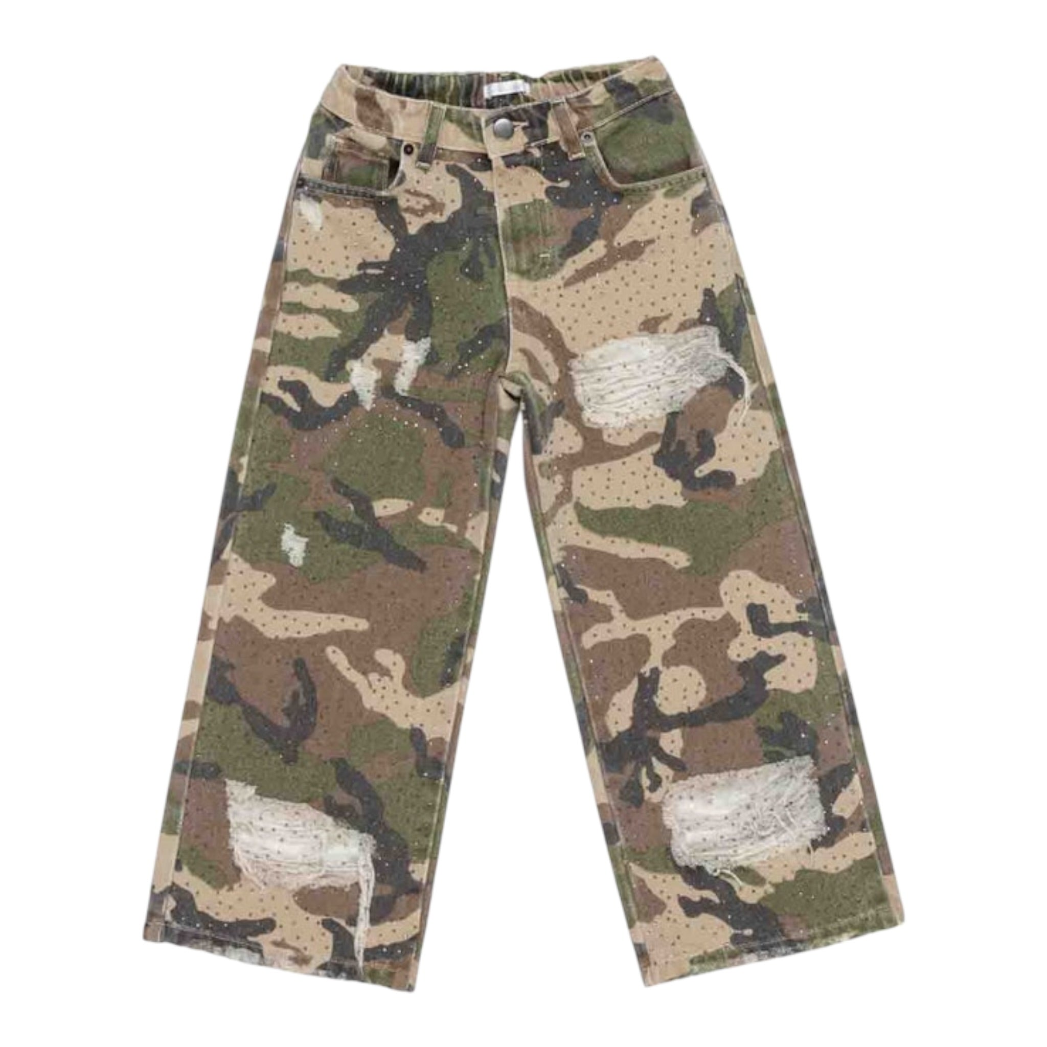 Lu Lu By Miss Grant Jeans tinta unita Stampa Militare Verde per Bambina LL4010X VERDE LU LU BY MISS GRANT 