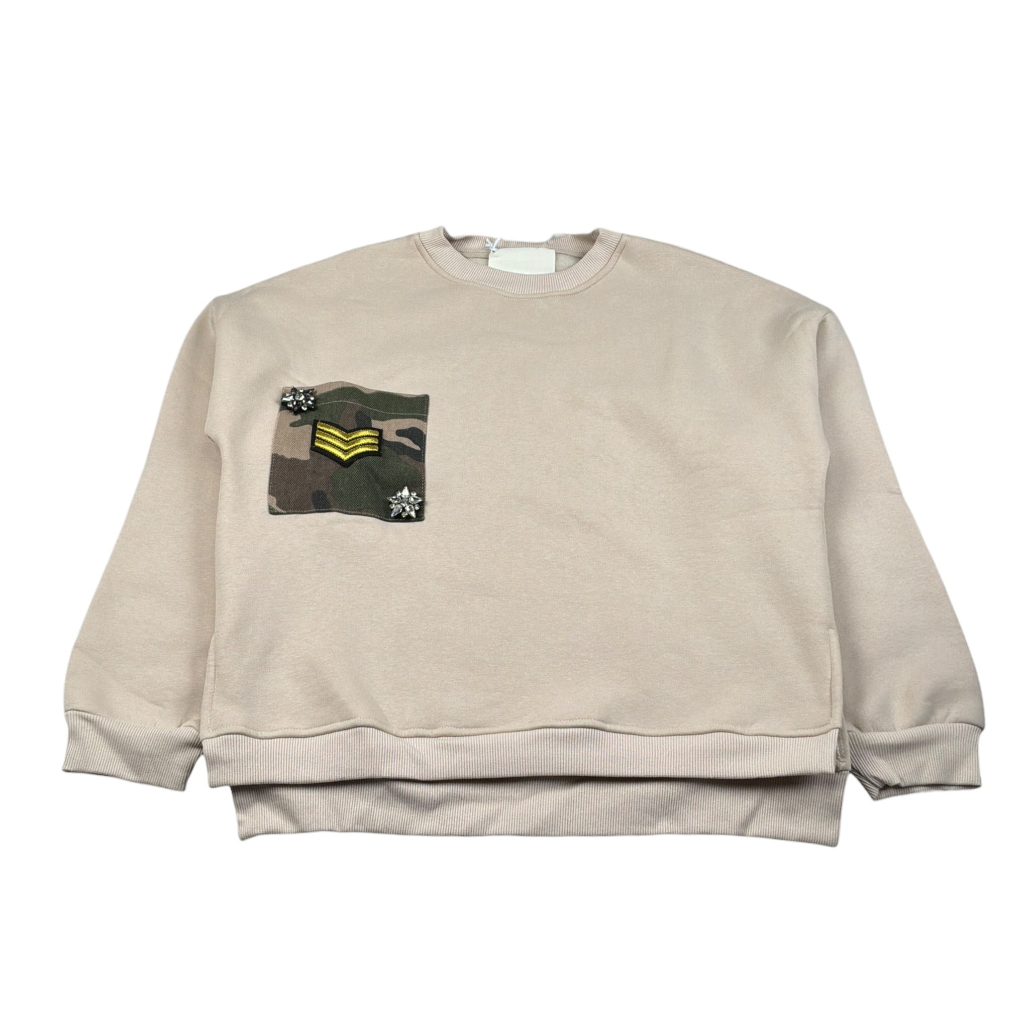 Lu Lu By Miss Grant Felpa Girocollo tinta unita con Stampa Beige per Bambina LL4044X BEIGE LU LU BY MISS GRANT 