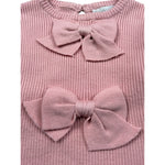 U+È Maglia tinta unita Girocollo con Fiocchi Rosa per Neonata UE1471 ROSA U+è 