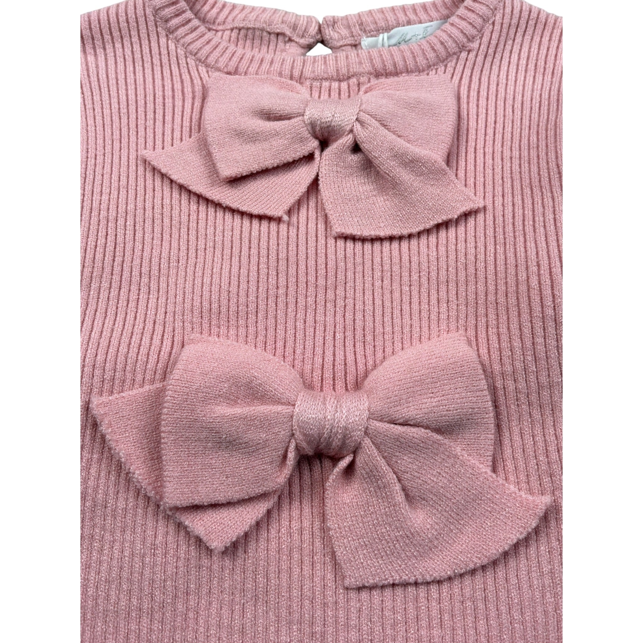 U+È Maglia tinta unita Girocollo con Fiocchi Rosa per Neonata UE1471 ROSA U+è 