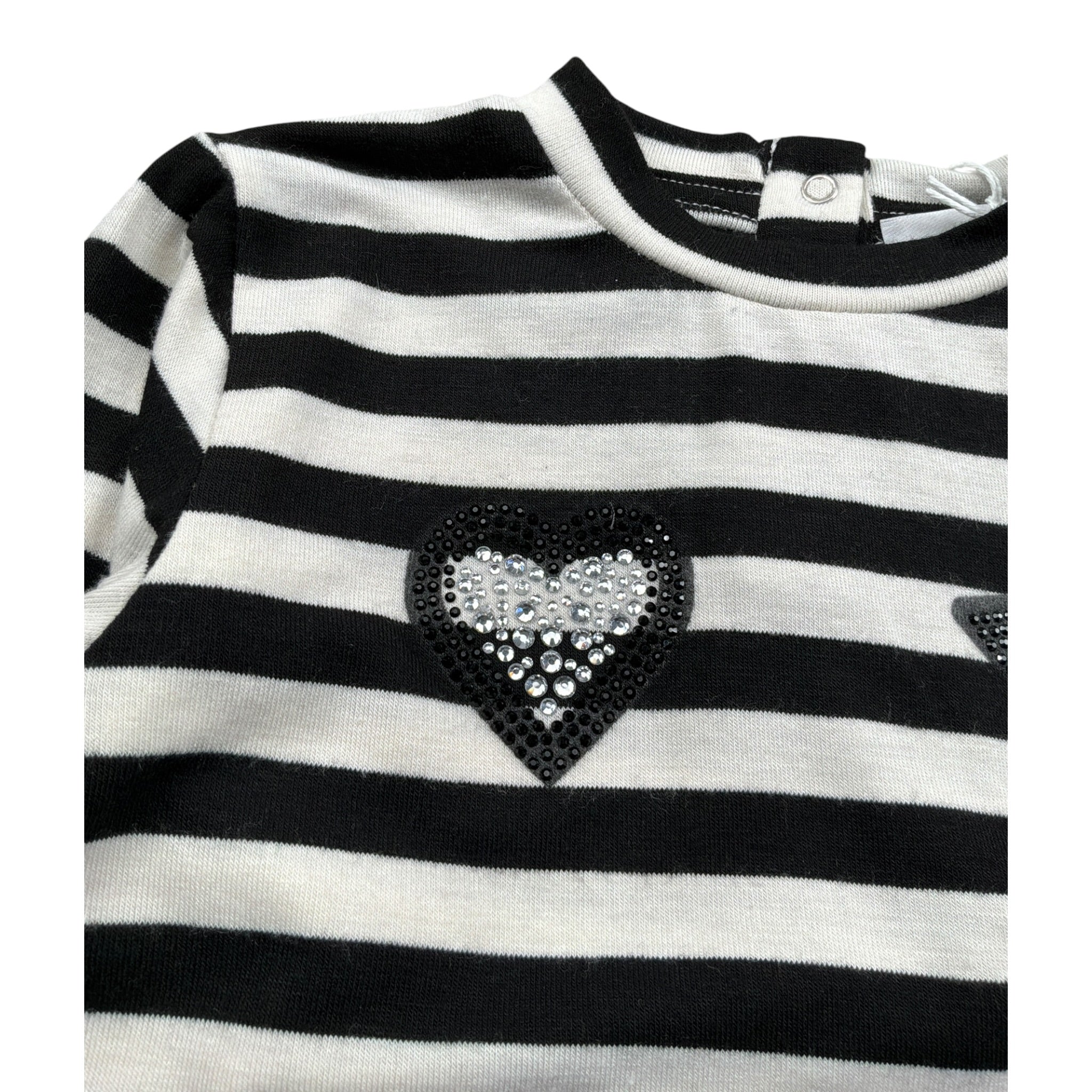 U+È Shirt Fantasia A Righe Bicolore Panna/Nero per Neonata UE1485 PANNA/NERO U+è 
