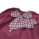 U+È Abito tinta unita con Fiocco Bordeaux per Bambina UE1952 BORDEAUX U+è 