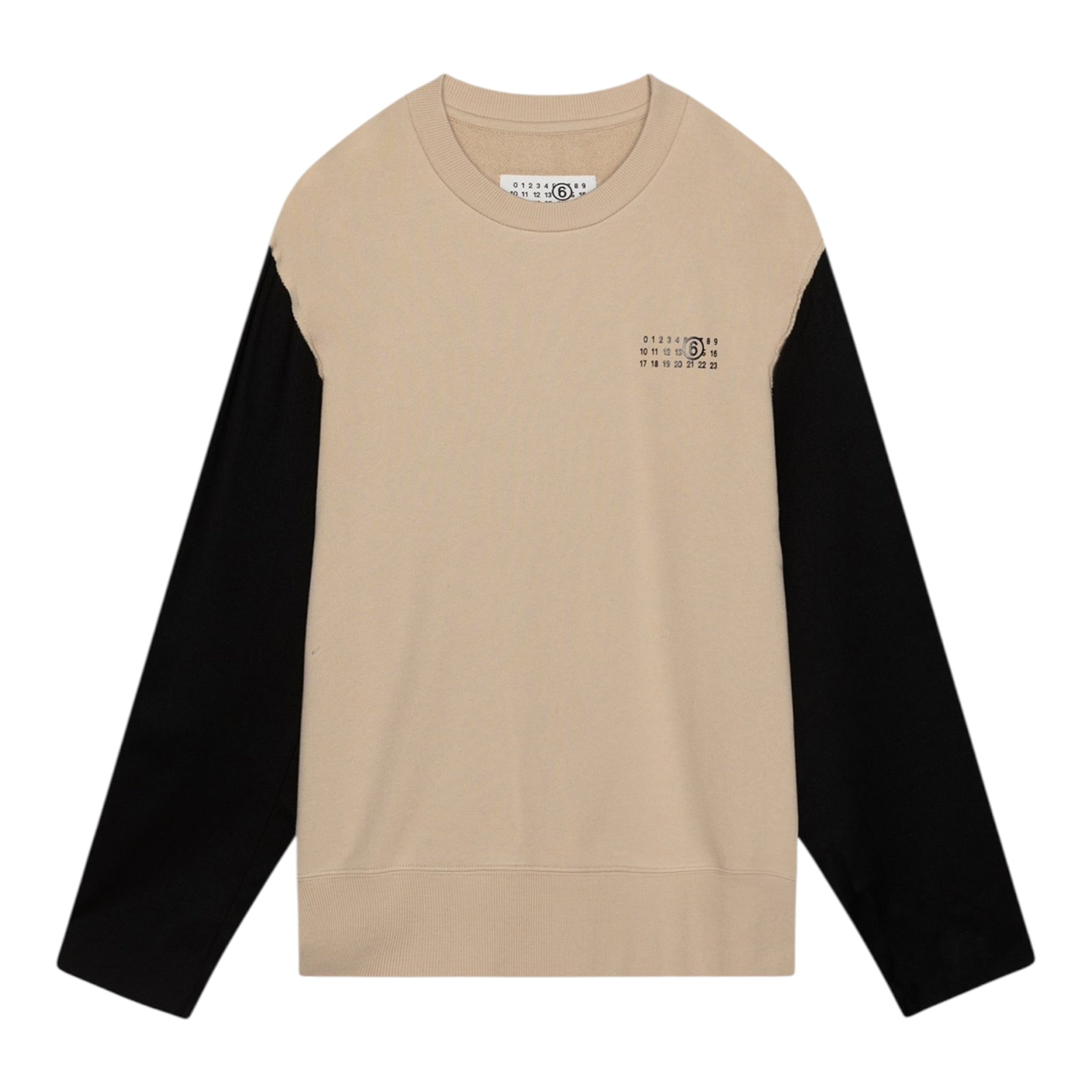 Maison Margiela Felpa Bicolore con Stampa Girocollo Beige/Nero per Bambino M60677 BEIGE/NERO MAISON MARGIELA 