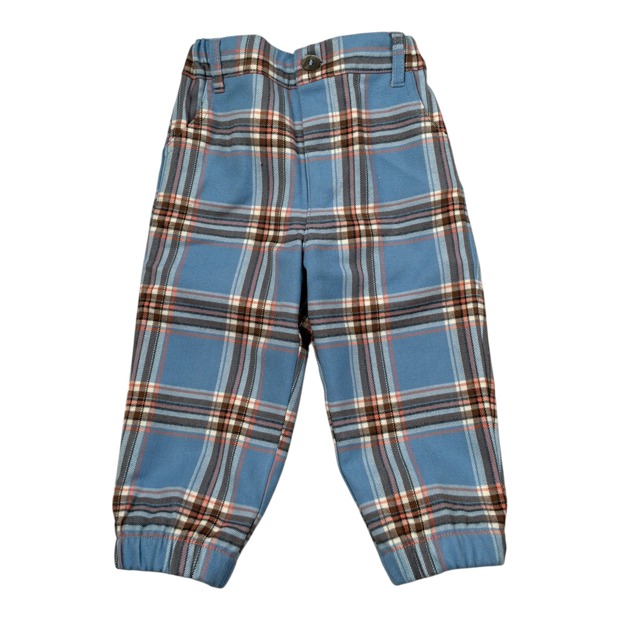 Malvi & Co Pantalone tinta unita con Fantasia A Quadri Azzurro per Neonato F24B215PNRS AZZURRO MALVI & CO 