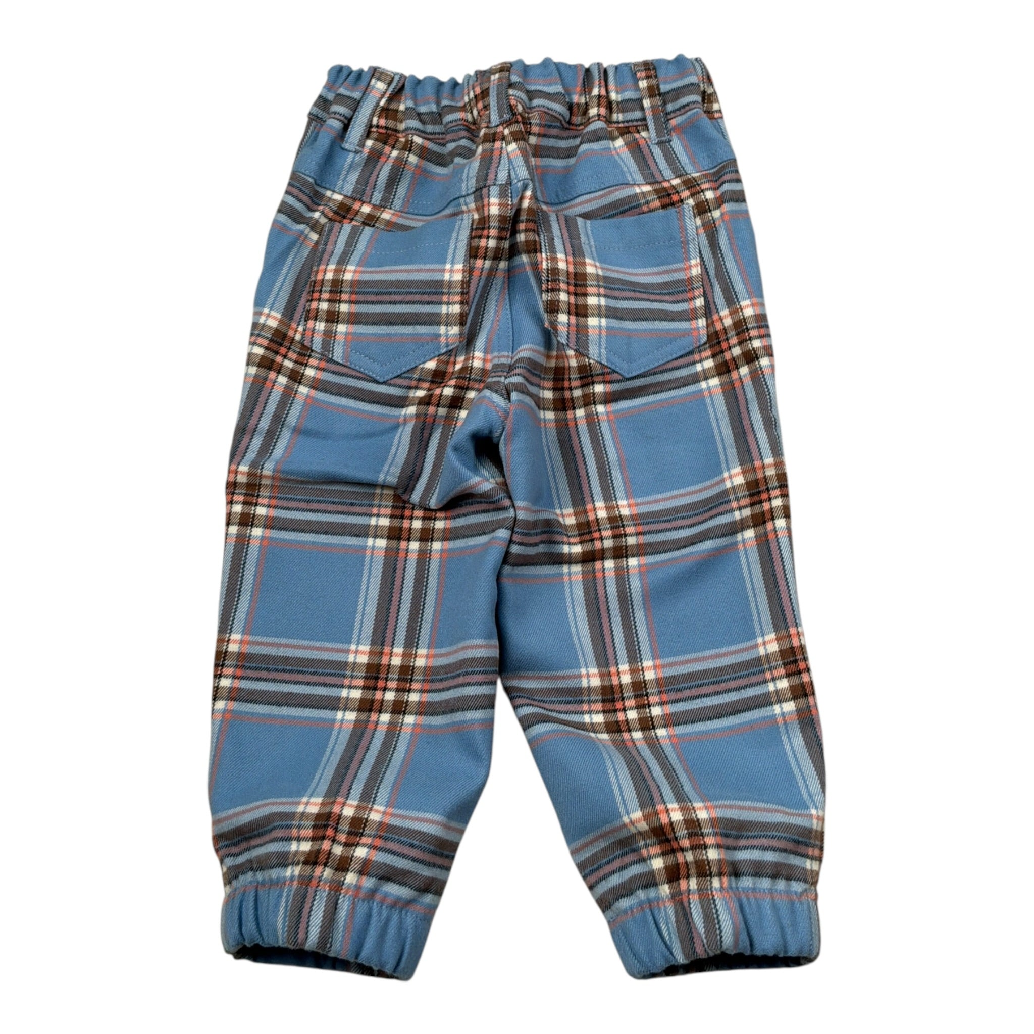 Malvi & Co Pantalone tinta unita con Fantasia A Quadri Azzurro per Neonato F24B215PNRS AZZURRO MALVI & CO 