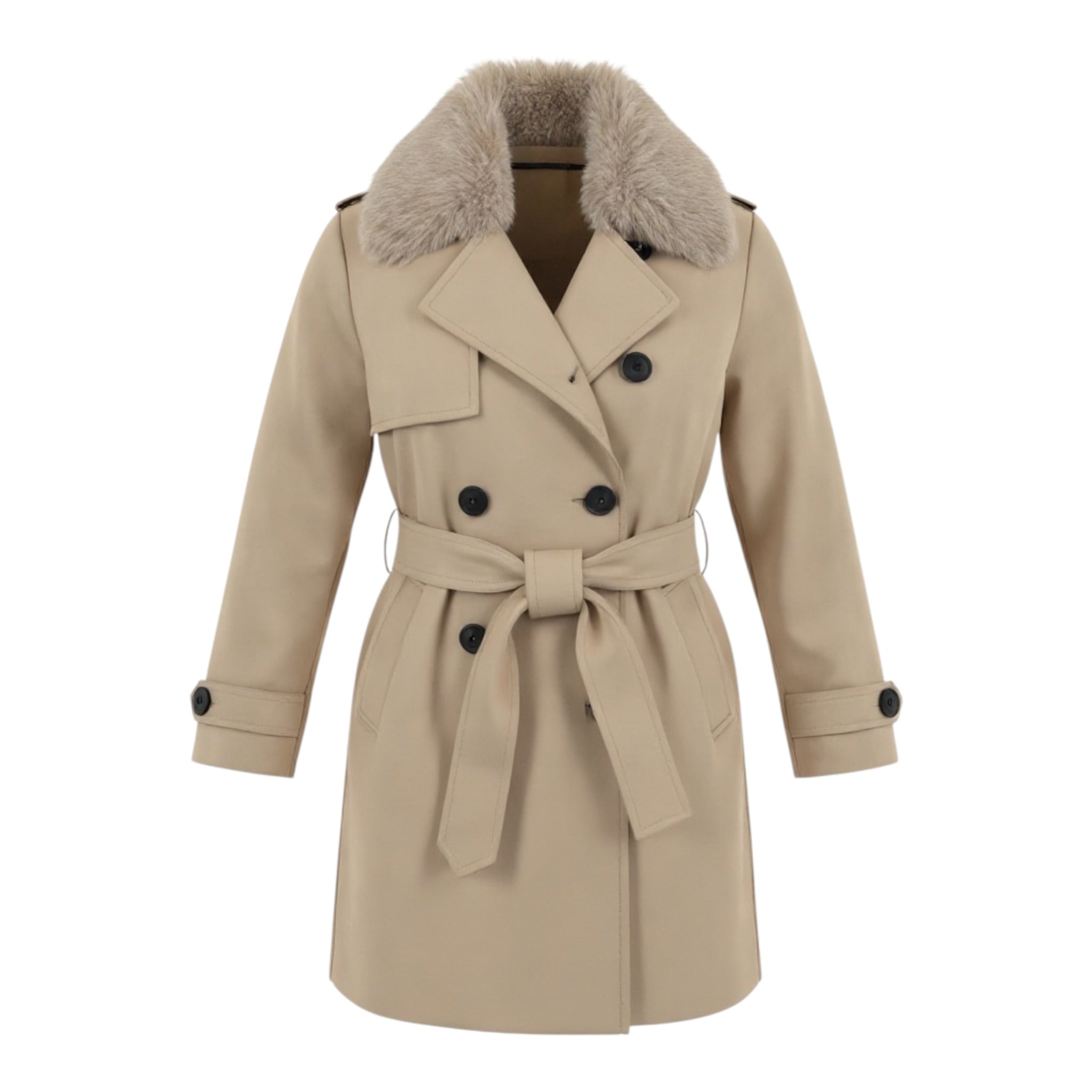 Manila Grace Trench tinta unita con Cintura Beige per Bambina MFJF24C101 BEIGE MANILA GRACE 