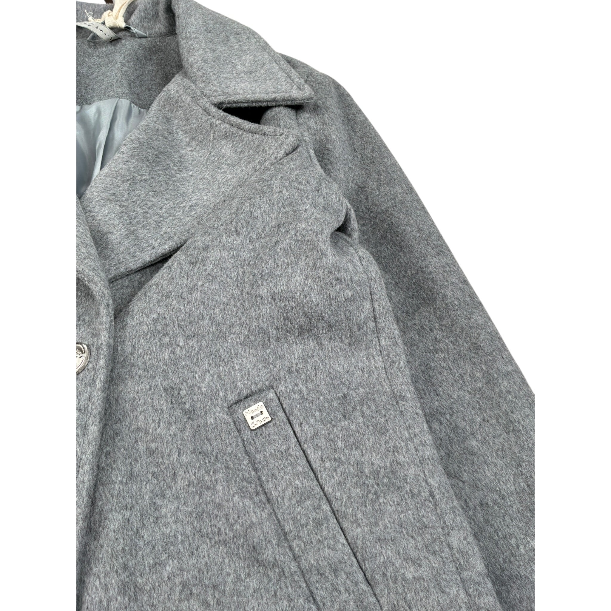 Manila Grace Cappotto tinta unita Doppiopetto Grigio per Bambina MFJF24C150 GRIGIO MANILA GRACE 