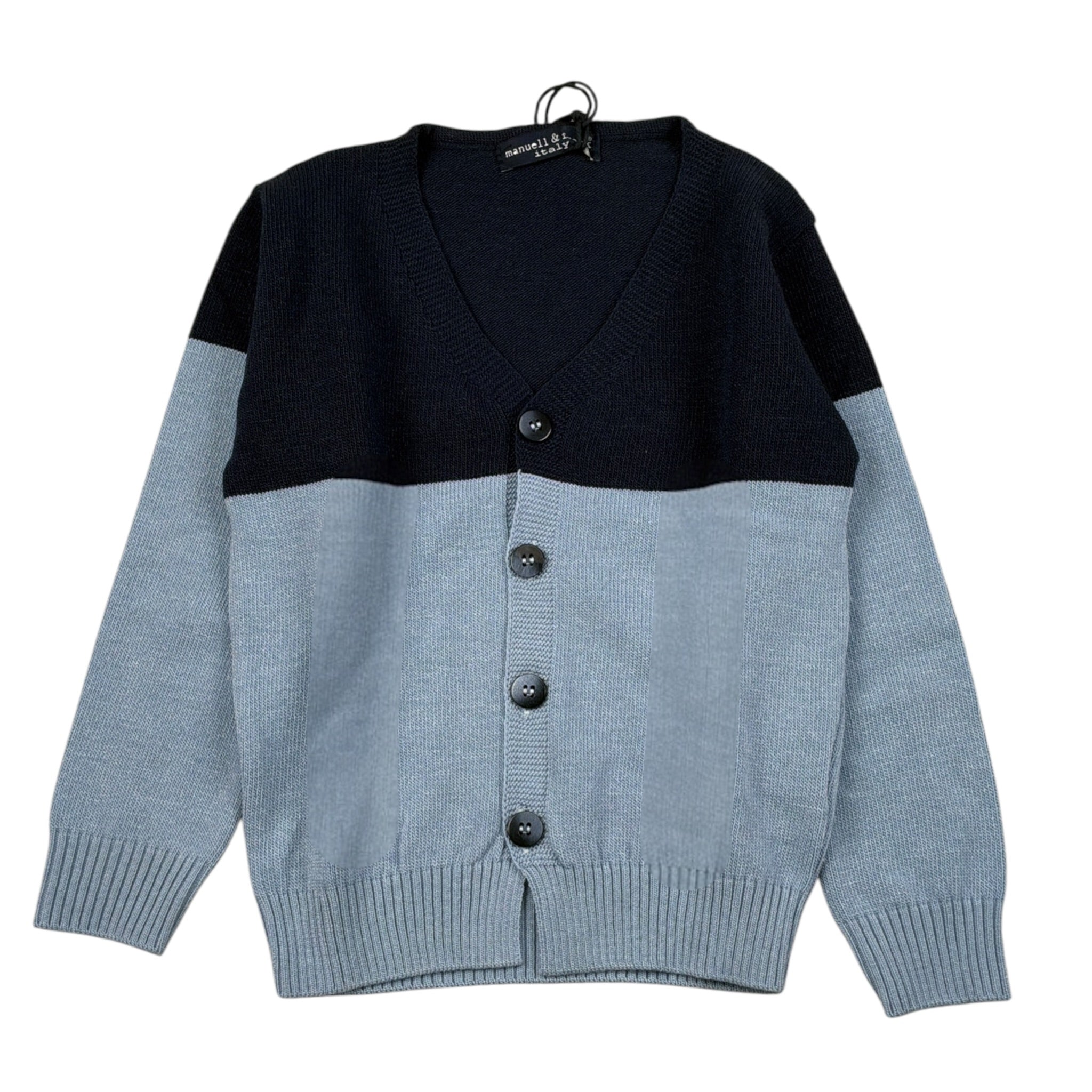 Manuel & Frank Cardigan Bicolore con Bottoni Blu per Bambino MF4185B BLU MANUEL & FRANK 
