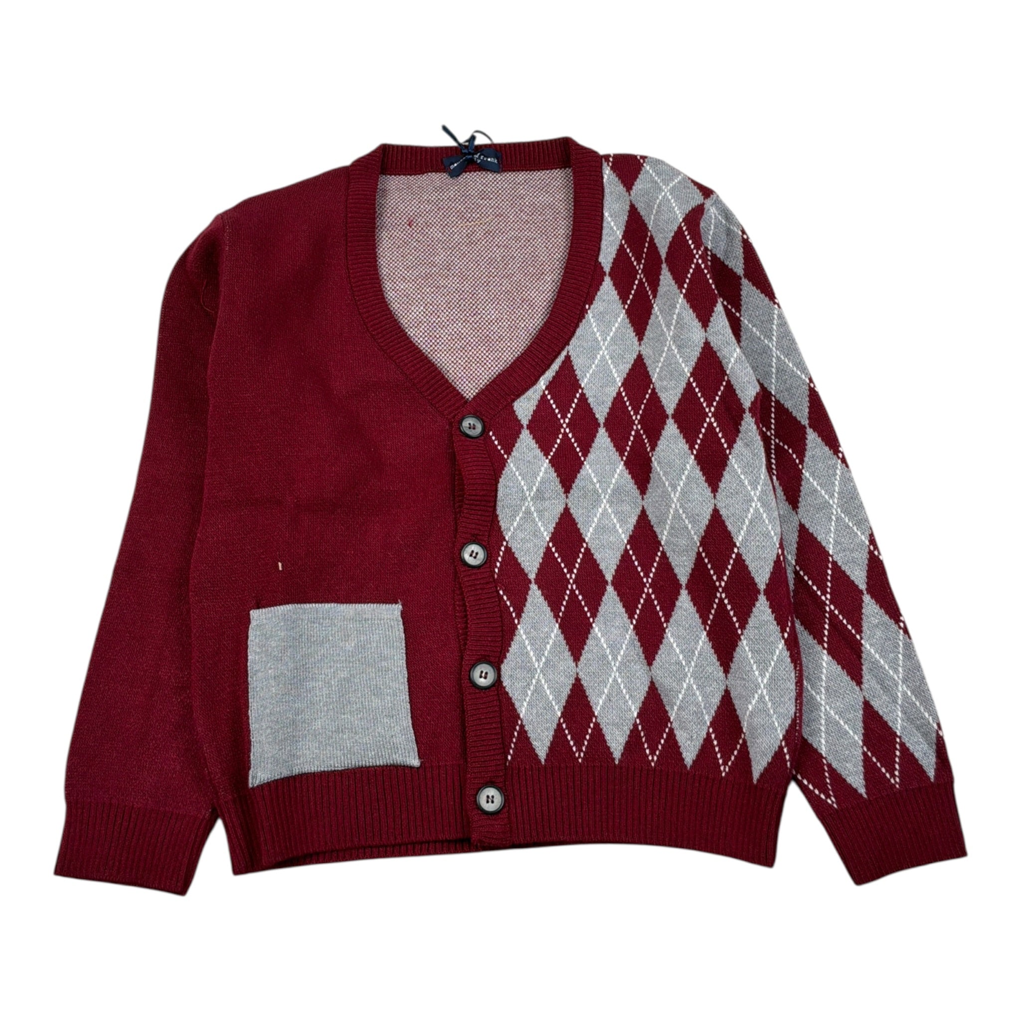 Manuel & Frank Cardigan Bicolore con Fantasia Bordeaux per Bambino MF4262B BORDEAUX MANUEL & FRANK 
