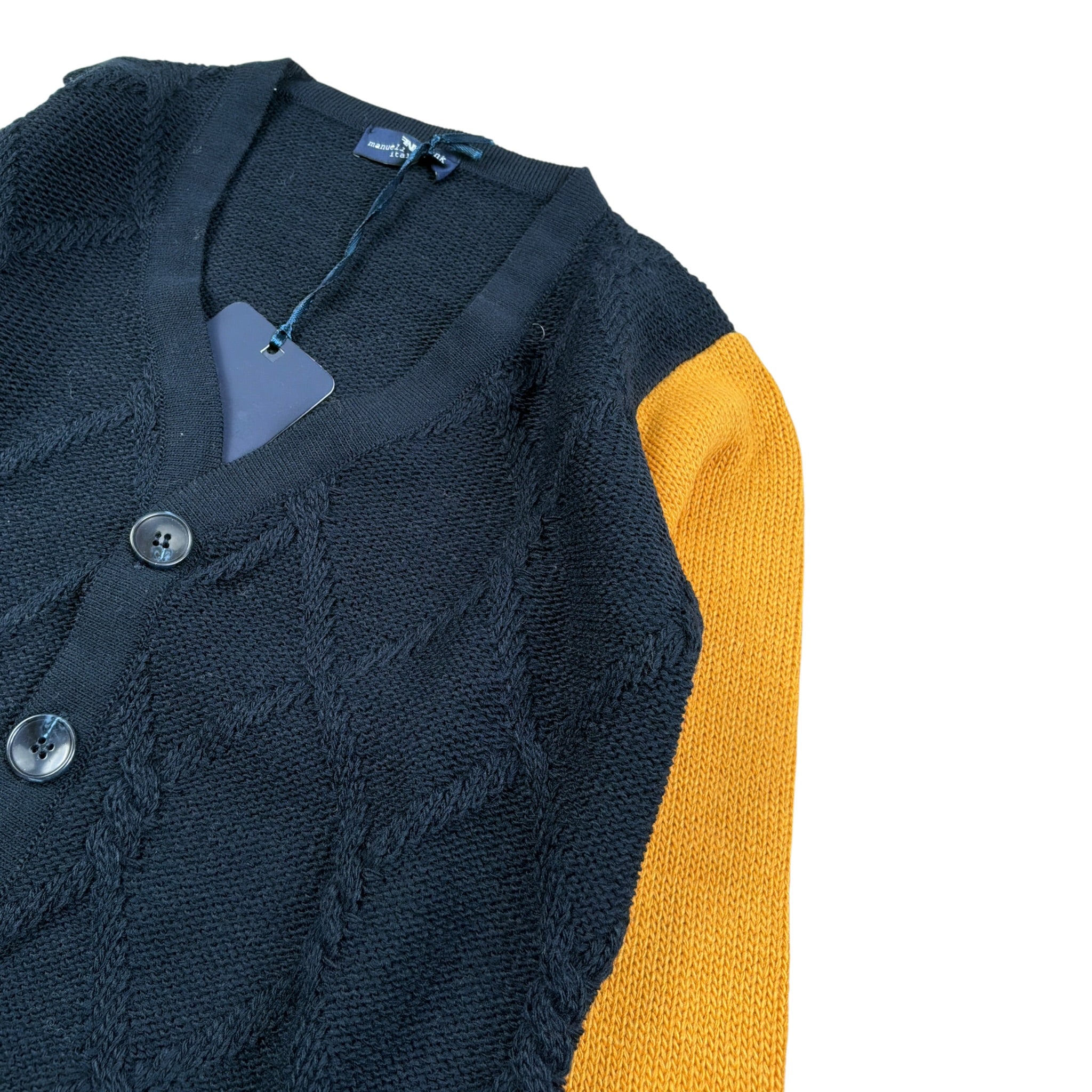 Manuel & Frank Cardigan Tricolore con Bottoni Blu per Neonato MF4371BN BLU MANUEL & FRANK 
