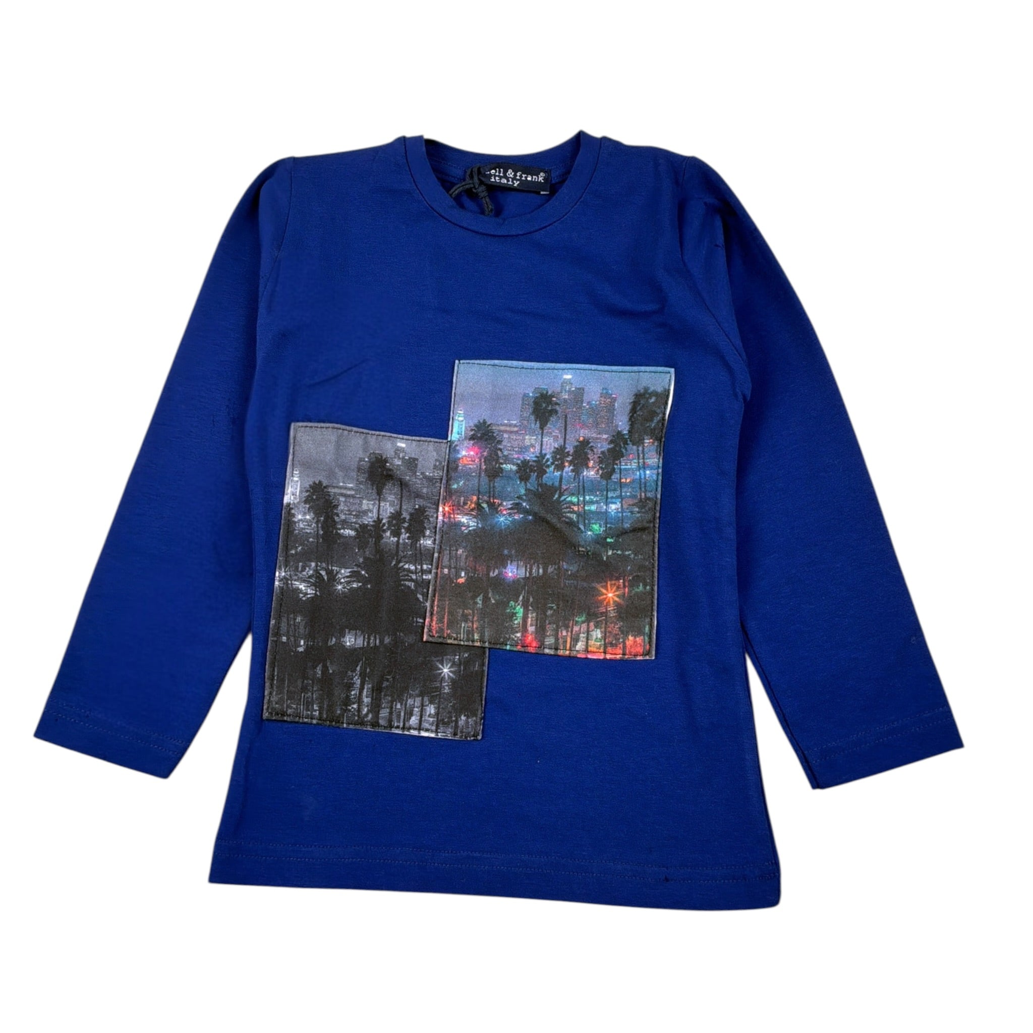 Manuel & Frank Shirt tinta unita Girocollo con Stampa Blu per Bambino MF7008BJ BLU MANUEL & FRANK 