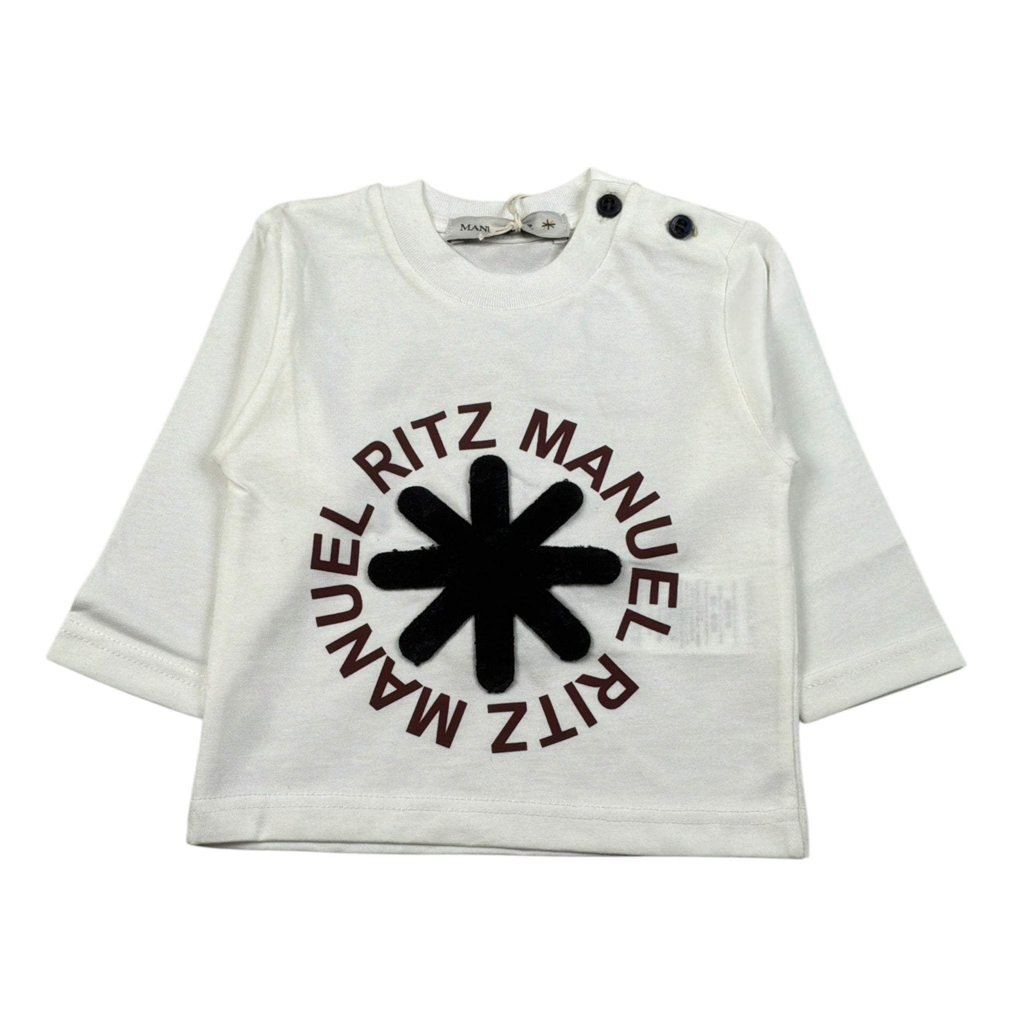 Manuel Ritz Shirt Girocollo tinta unita con Logo Panna per Bambino MR3176X PANNA MANUEL RITZ 