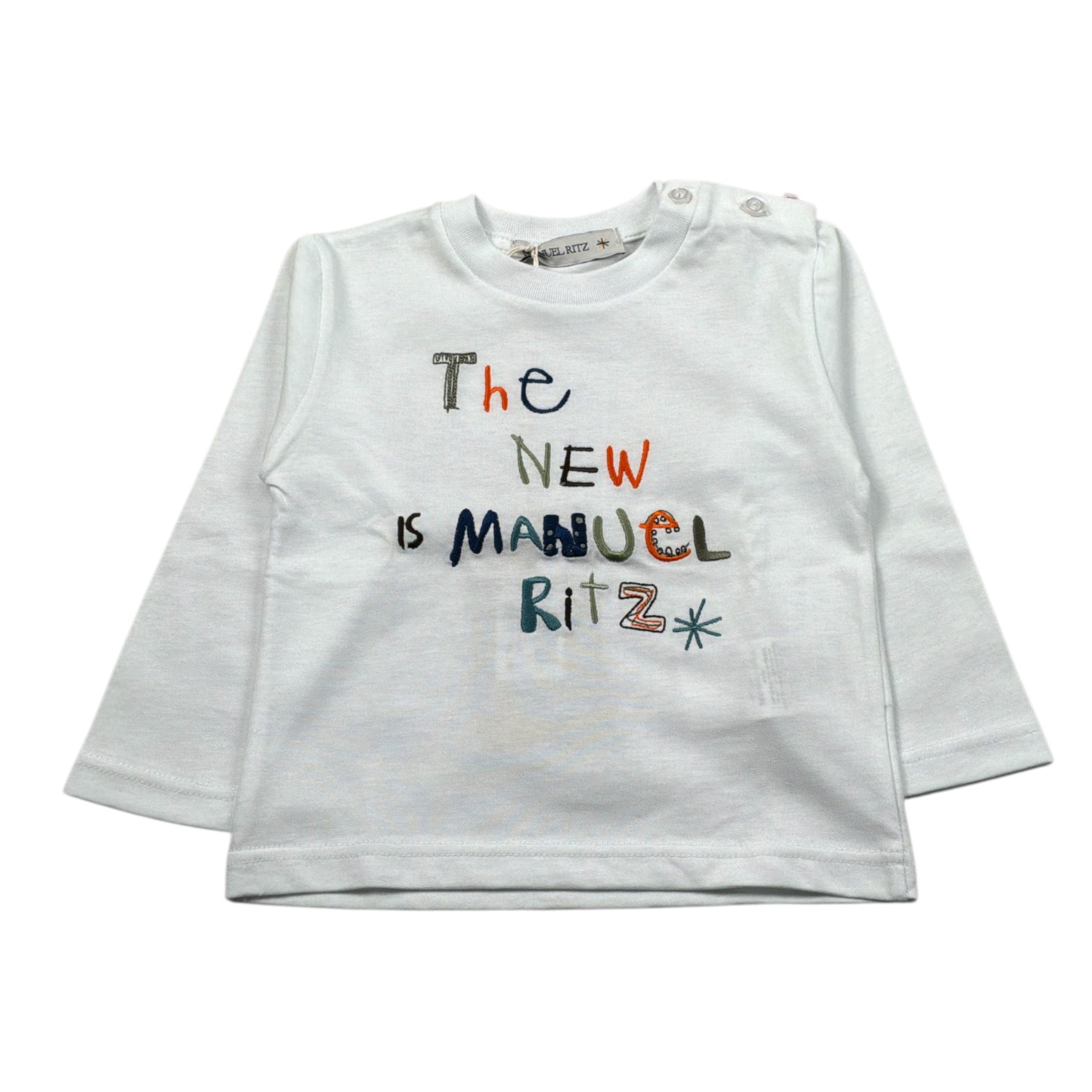 Manuel Ritz Shirt Girocollo tinta unita con Ricami Bianco per Neonato MR3182 BIANCO MANUEL RITZ 