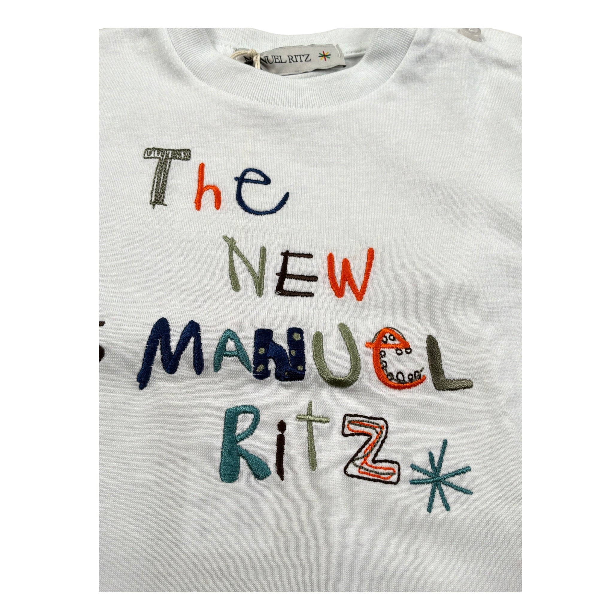 Manuel Ritz Shirt Girocollo tinta unita con Ricami Bianco per Neonato MR3182 BIANCO MANUEL RITZ 