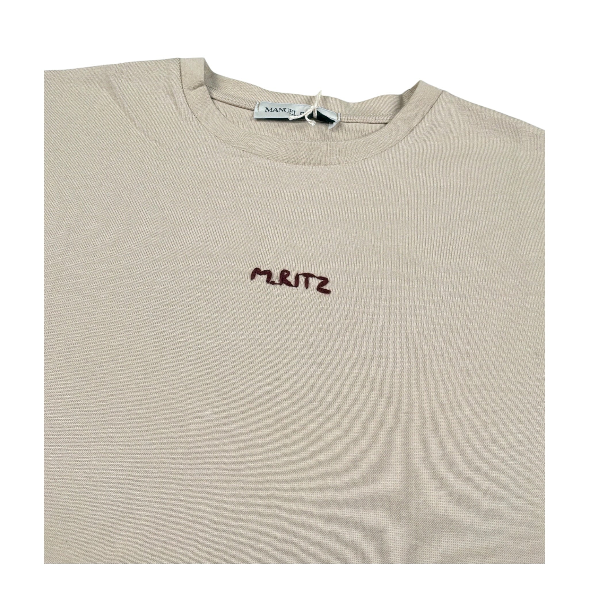 Manuel Ritz T-Shirt Girocollo tinta unita con Logo Beige per Bambino MR3211 BEIGE MANUEL RITZ 