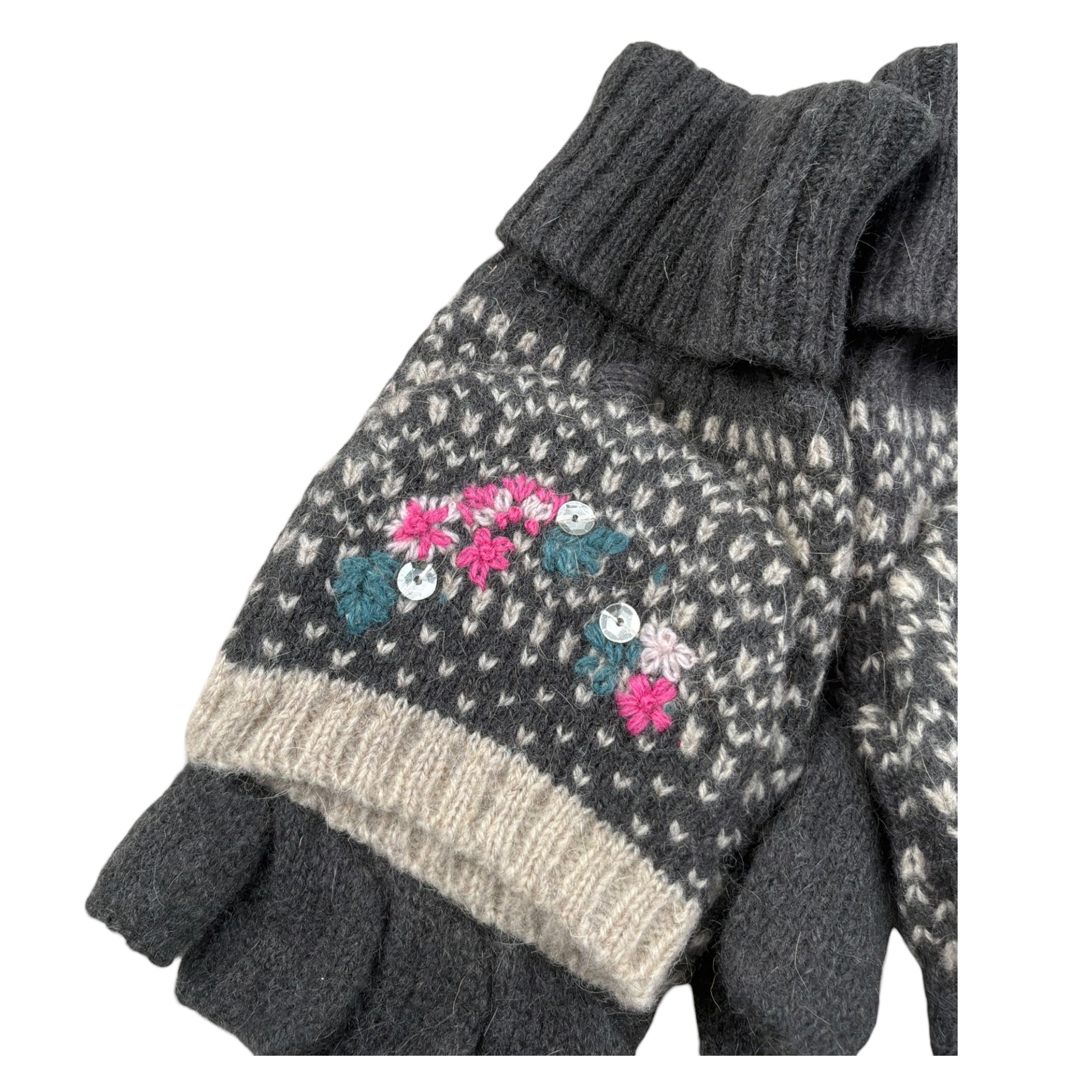 Marini Silvano Guanti tinta unita con Ricami Grigio per Bambina 606607111 GRIGIO MARINI SILVANO 