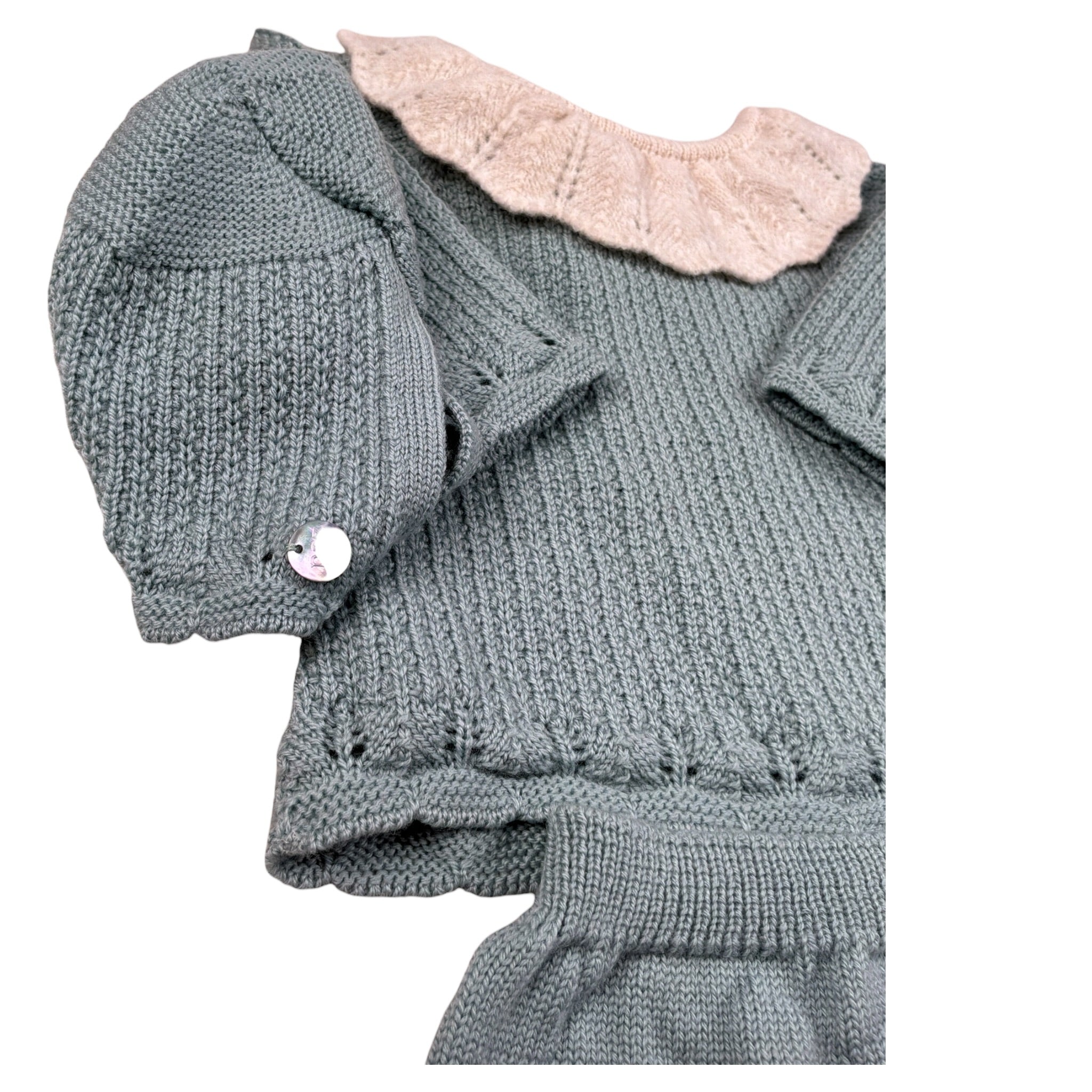 Paz Rodriguez Completo 3 Pezzi Maglia-Ghettina-Cappello Verde per Neonata 003111983 VERDE PAZ RODRIGUEZ 