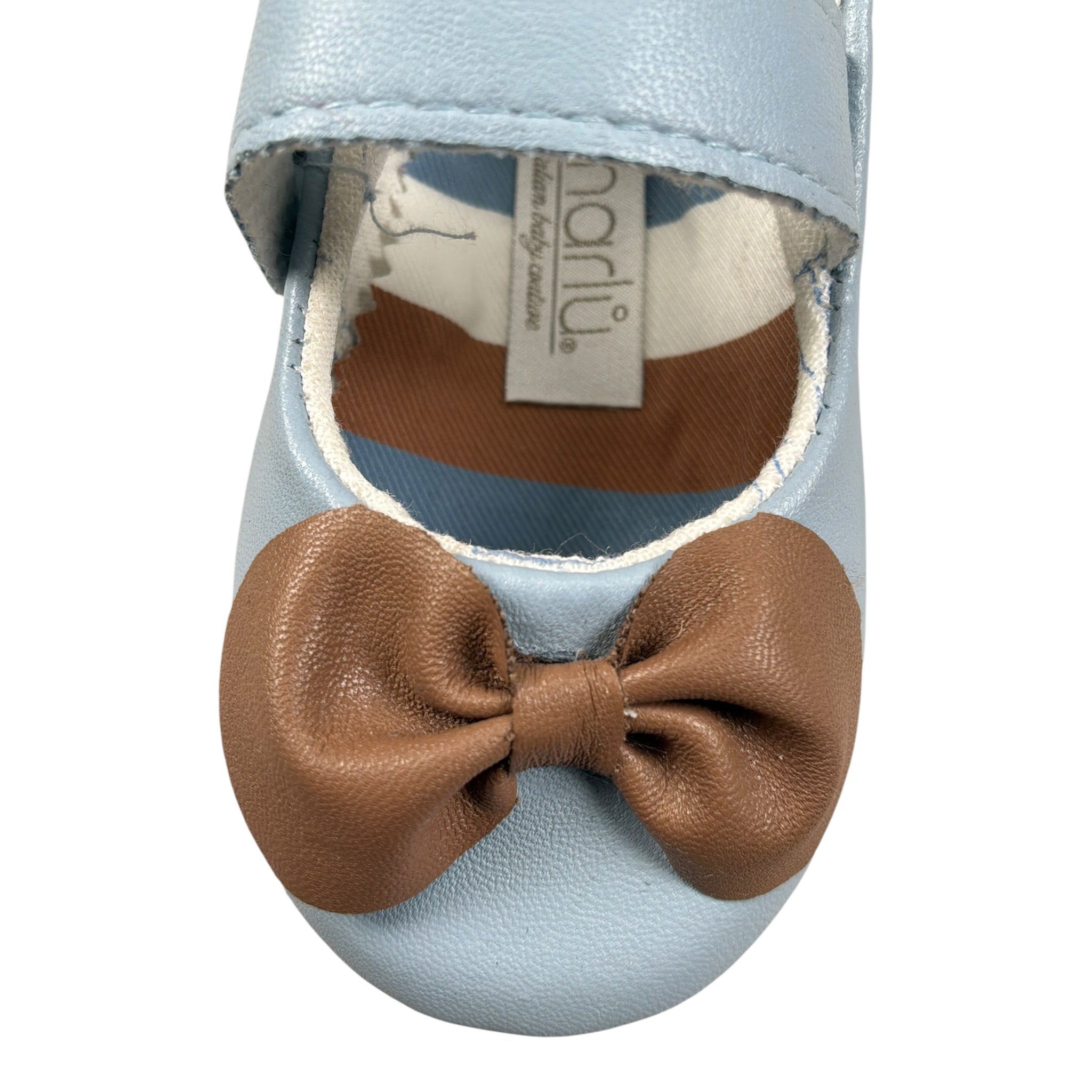 Marlu' Ballerine tinta unita con Fiocco Azzurro per Neonata EM81SC AZZURRO MARLU' 