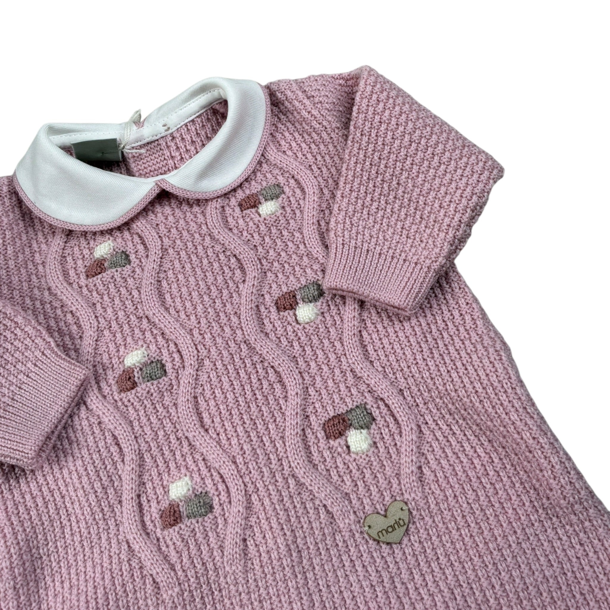 Marlu' Tutina tinta unita con Colletto Rosa per Neonata IB1210 ROSA MARLU' 
