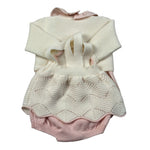 Marlu' Completo 3 Pezzi Cardigan-Camicia-Pagliaccetto Panna per Neonata IB1460 PANNA MARLU' 
