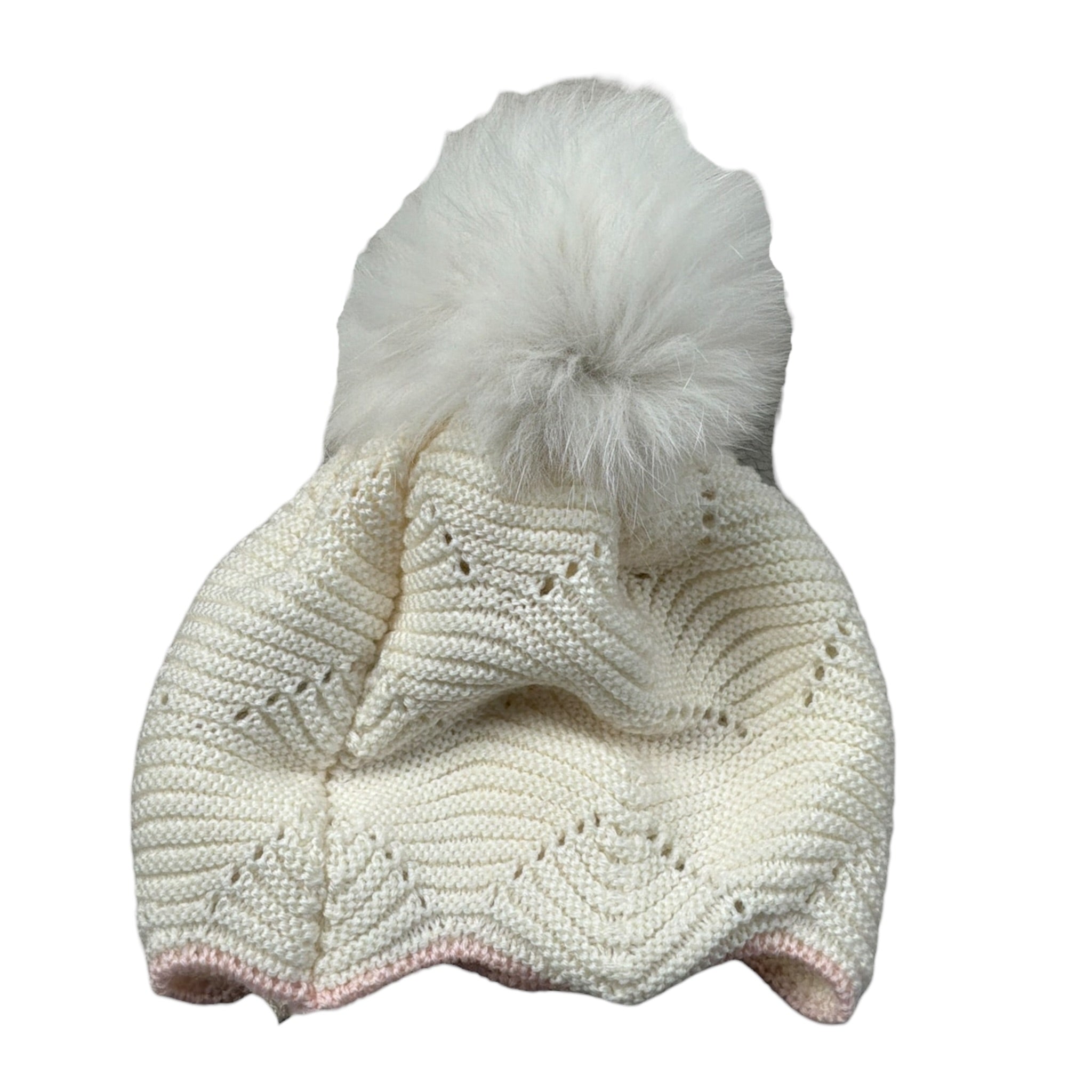 Marlu' Cappello tinta unita con Ricami Panna per Neonata IB1471 PANNA MARLU' 
