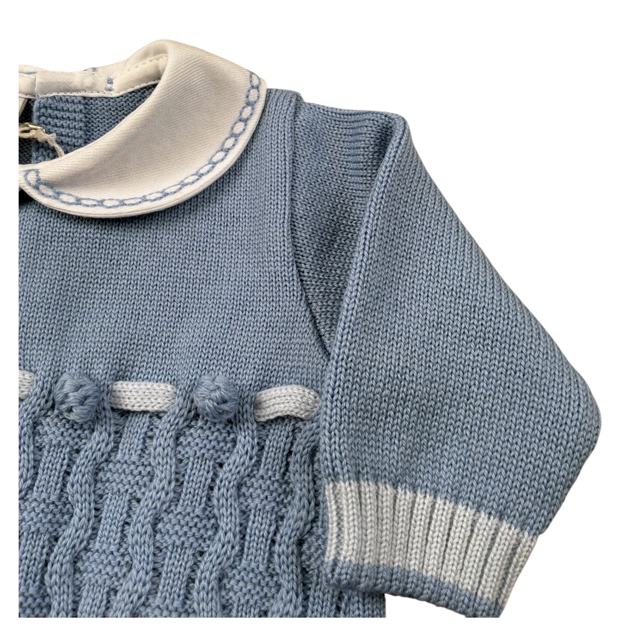 Marlu' Tutiuna Manica Lunga tinta unita con Ricami Azzurro per Neonato IB6310 AZZURRO MARLU' 