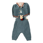 Marlu' Completo 3 Pz Shirt-Salopette-Cardigan Azzurro per Neonato IB7131 AZZURRO MARLU' 