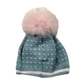 Marlu' Cappello tinta unita con Pon Pon Azzurro per Neonata IG1671 AZZURRO MARLU' 
