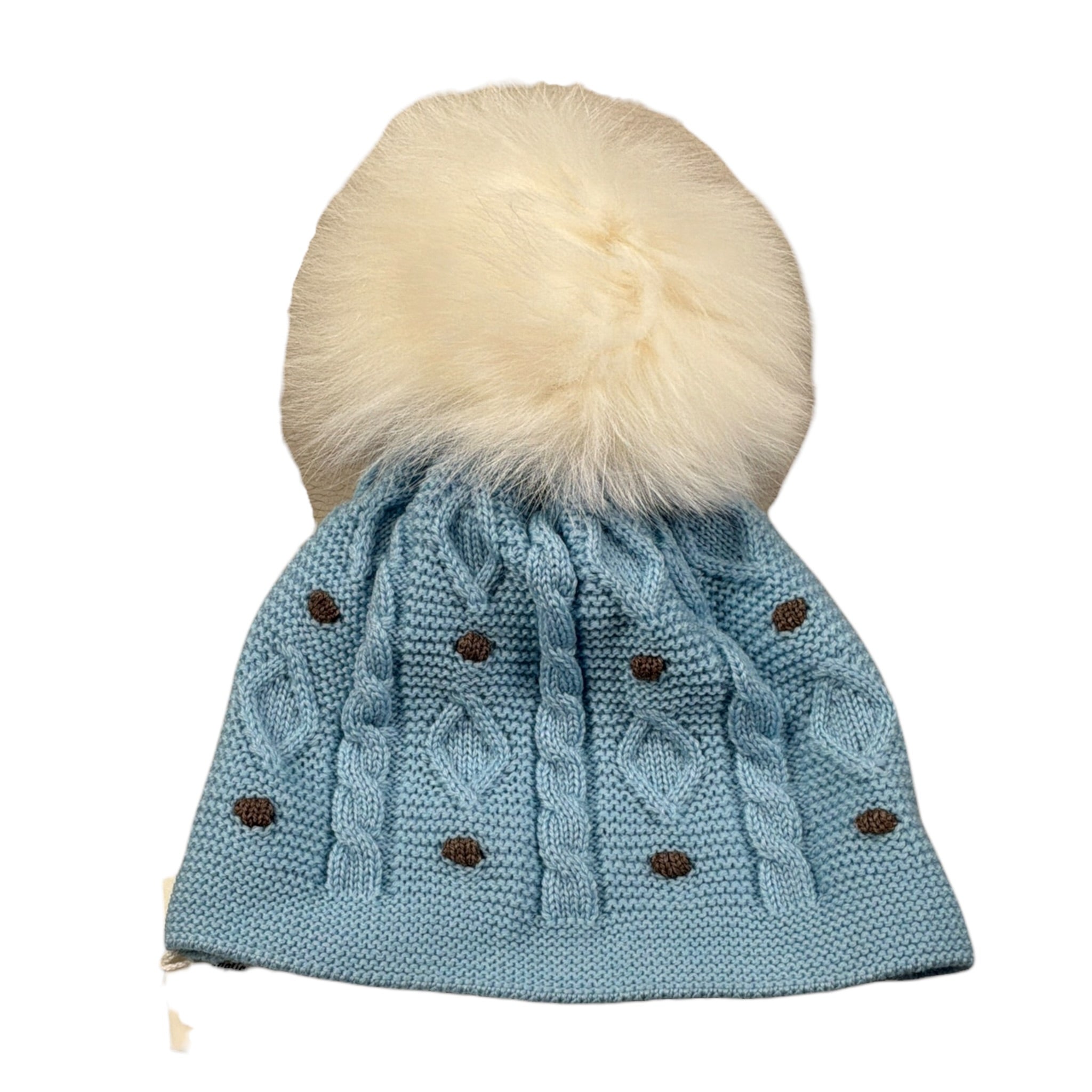 Marlu' Cappello tinta unita con Pon Pon Azzurro per Neonato IG5271 AZZURRO MARLU' 