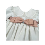 Marlu' Abito Manica Lunga tinta unita con Ricami Bianco per Neonata IH802ML BIANCO MARLU' 