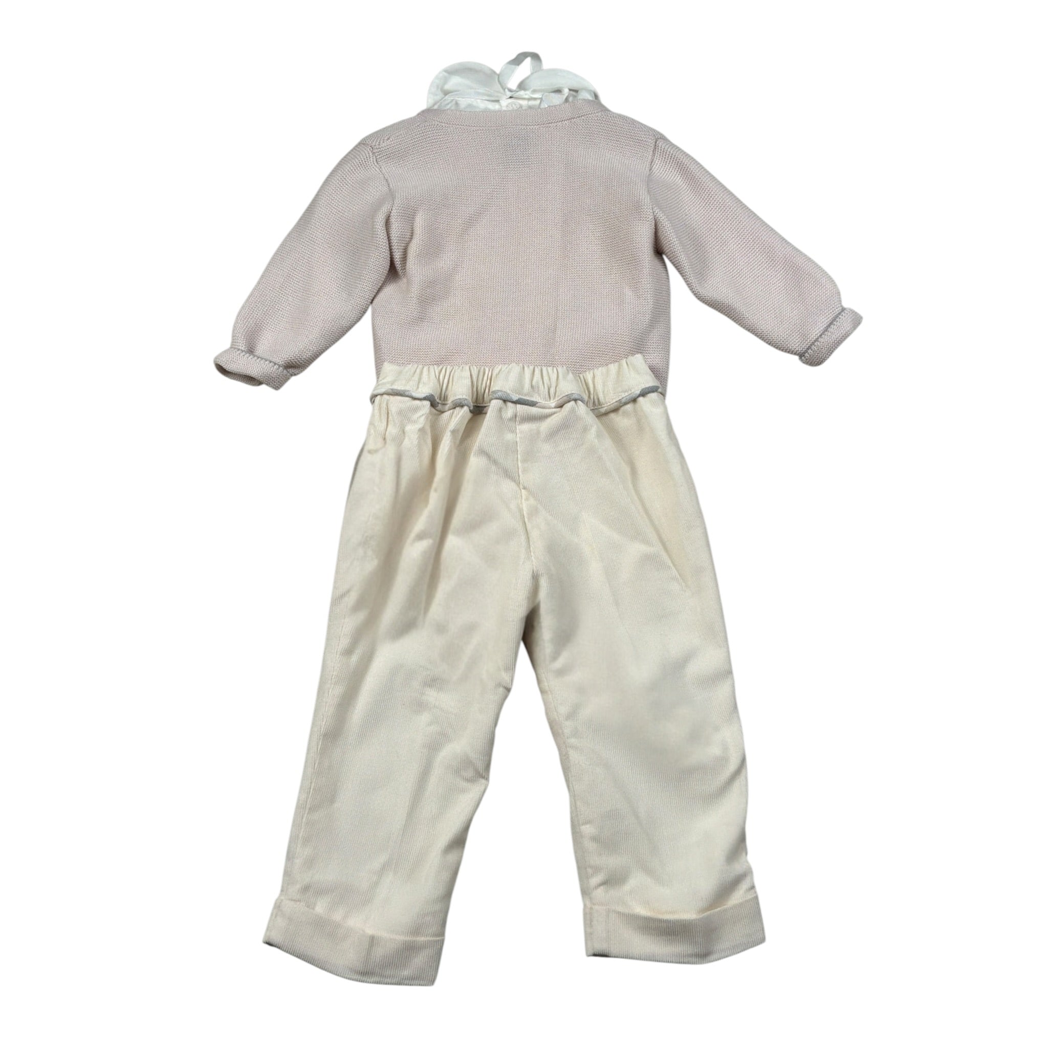 Marlu' Completo 4 Pezzi Cardigan-Camicia-Pantalone-Papillon Beige per Neonato IK20760BISL BEIGE MARLU' 