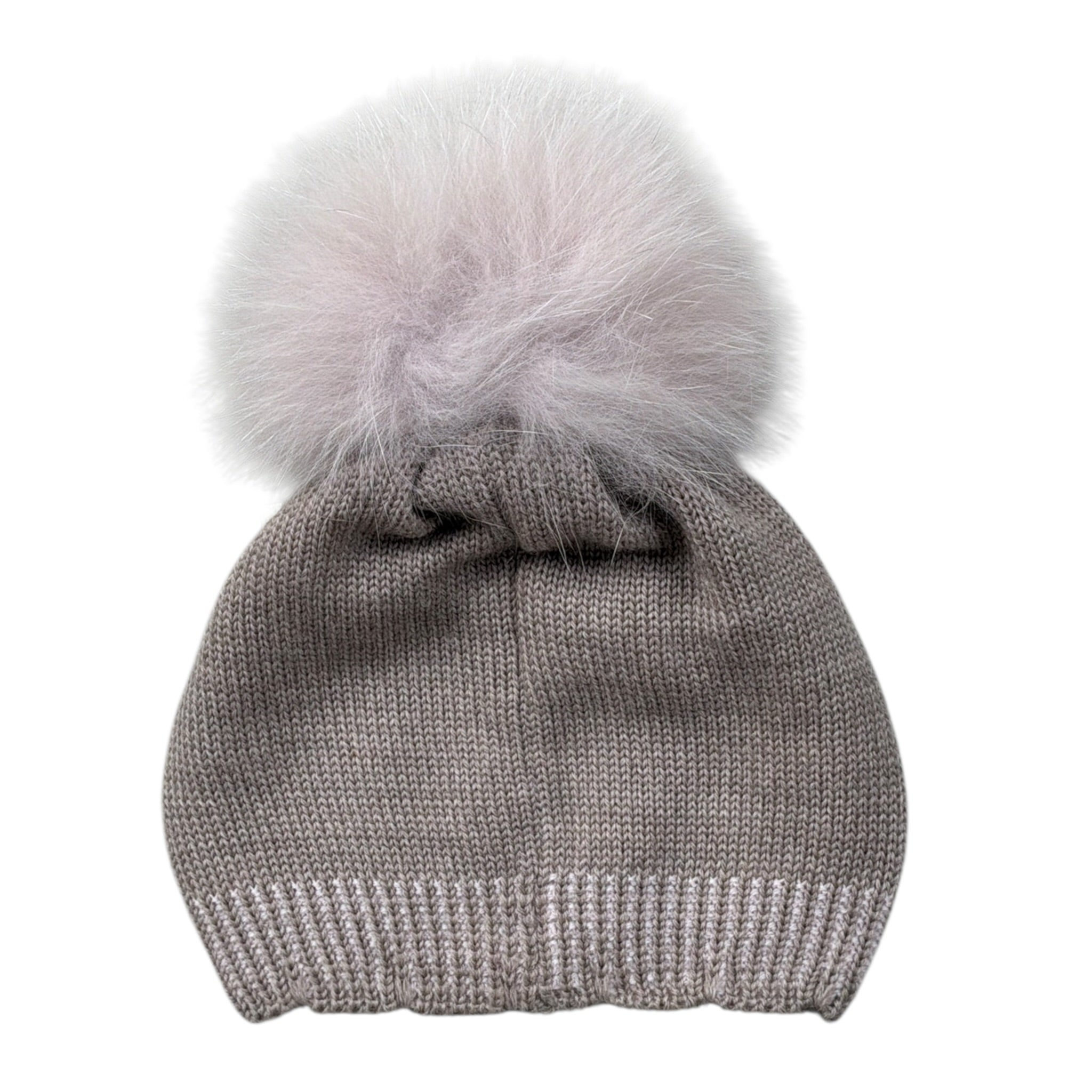 Marlu' Cappello tinta unita con Pon Pon Beige per Neonata IN1071 BEIGE MARLU' 