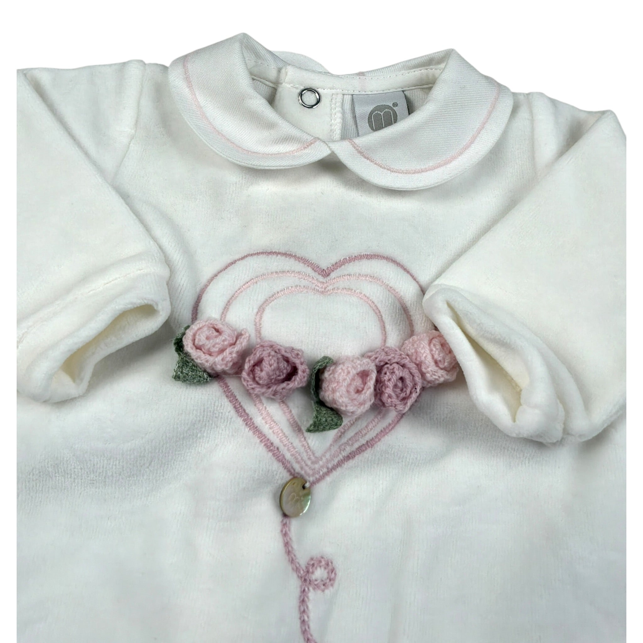 Marlu' Tutina Manica Lunga tinta unita In Ciniglia Bianco per Neonata IN2714 BIANCO MARLU' 