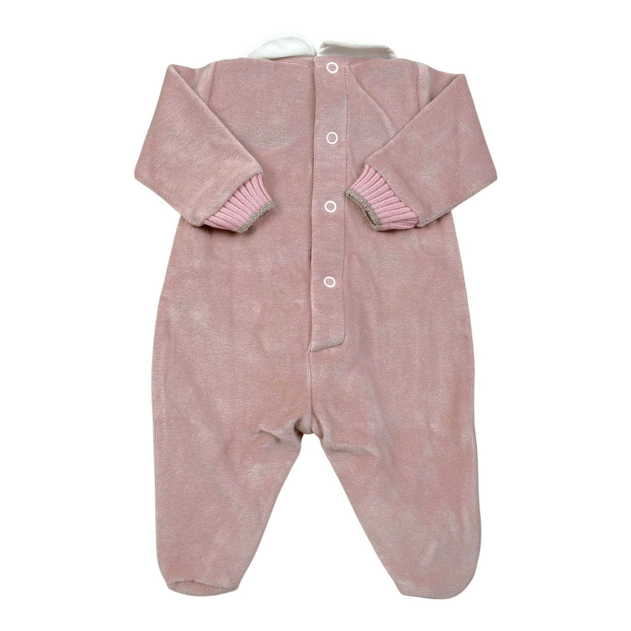 Marlu' Tutina tinta unita In Velluto con Stampa Rosa per Neonata IN5714 ROSA MARLU' 