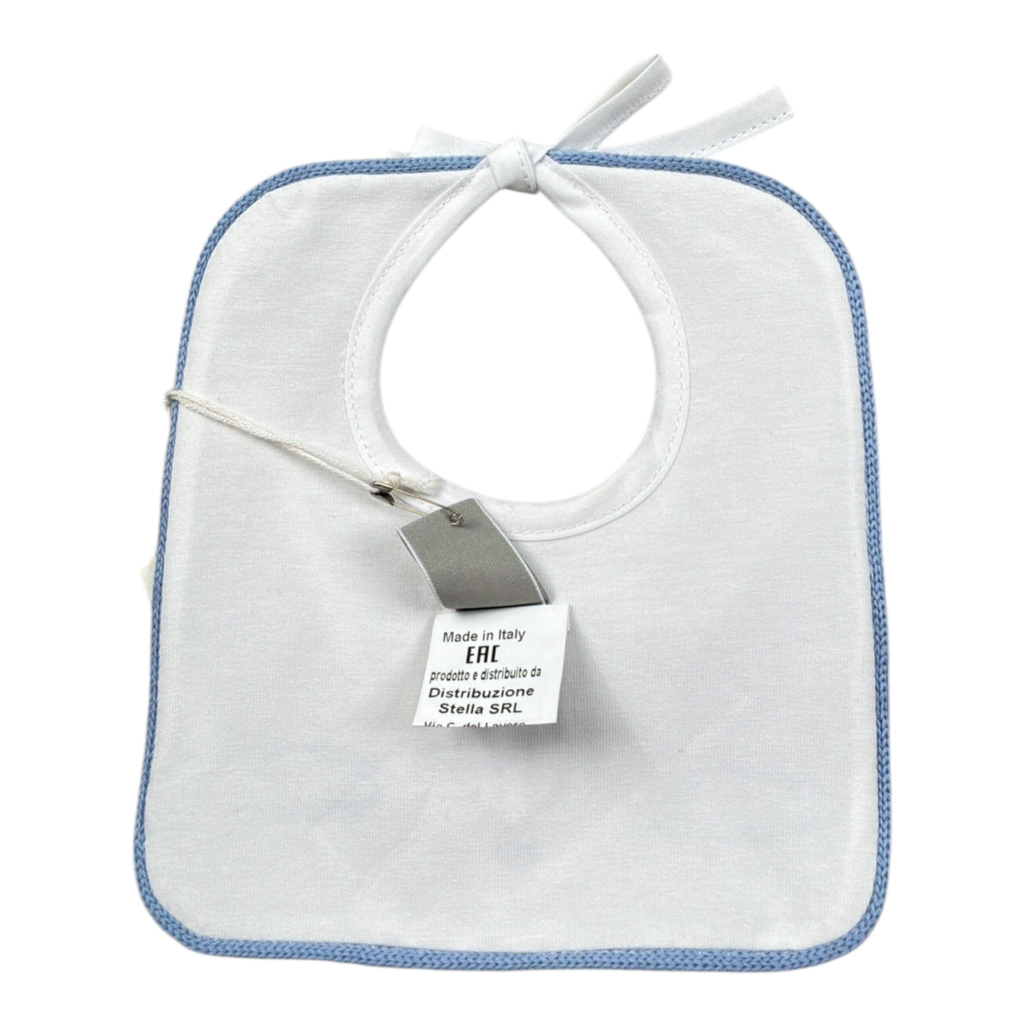 Marlu' Bavetta tinta unita con Stampa Bianco/Azzurro per Neonata IN57BAV BIANCO/AZZURRO MARLU' 