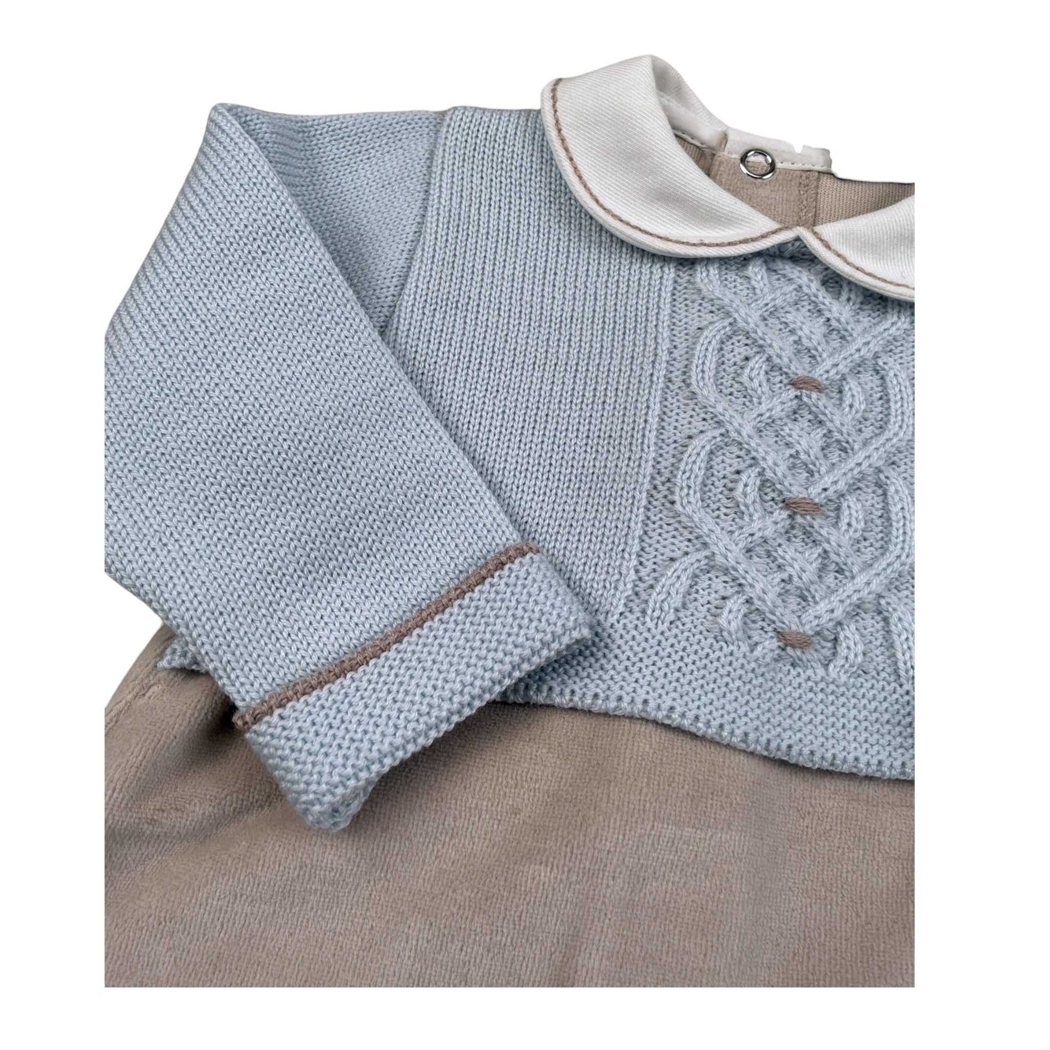 Marlu' Tutina Manica Lunga Bicolore Beige/Azzurro per Neonato IN5814 BEIGE/AZZURRO MARLU' 
