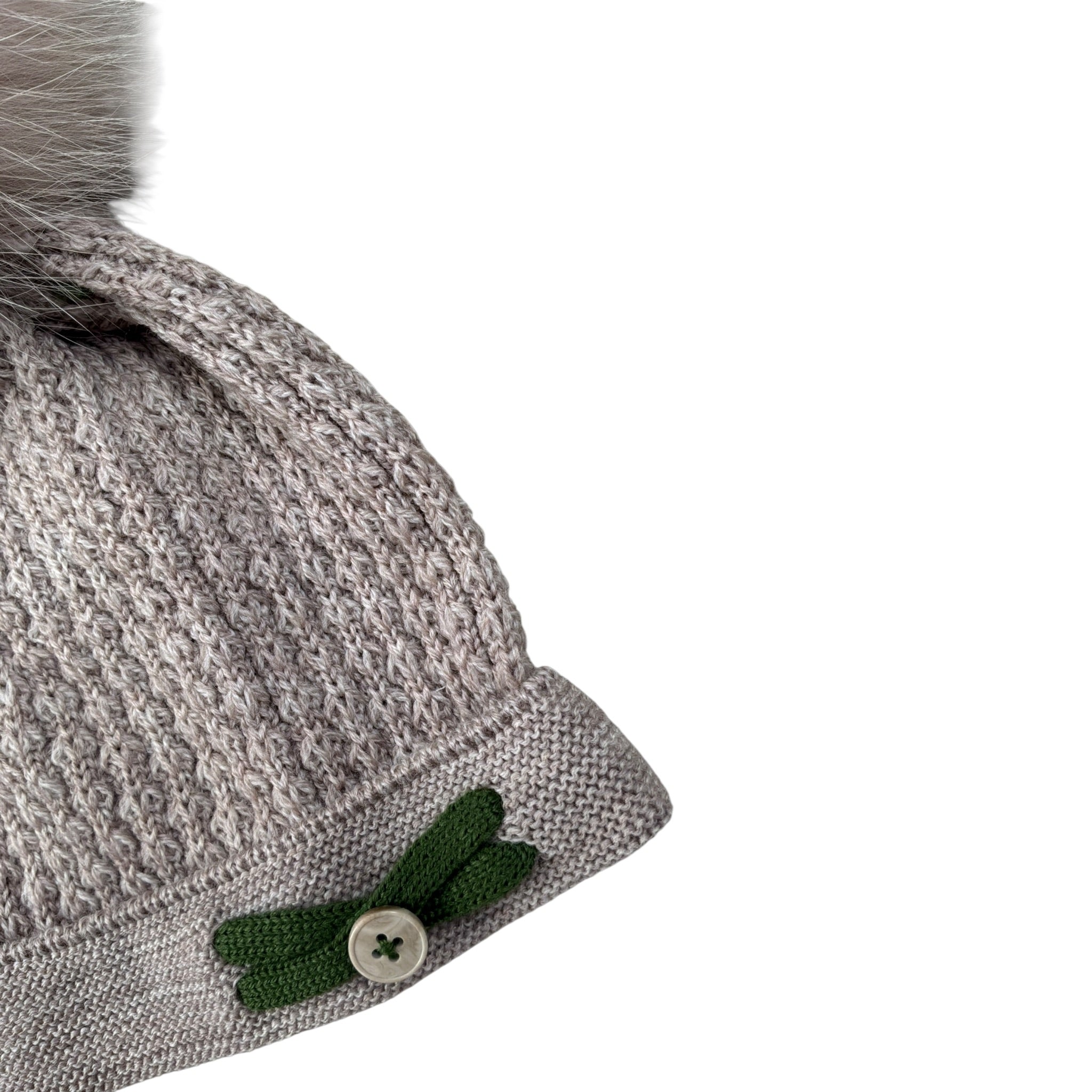 Marlu' Cappello tinta unita con Pon Pon Beige per Neonato IN6371 BEIGE MARLU' 
