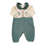 Marlu' Tutina Manica Lunga Bicolore con Colletto Panna/Verde per Neonato IN6610X PANNA/VERDE MARLU' 