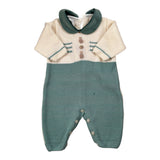 Marlu' Tutina Manica Lunga Bicolore con Colletto Panna/Verde per Neonato IN6610X PANNA/VERDE MARLU' 